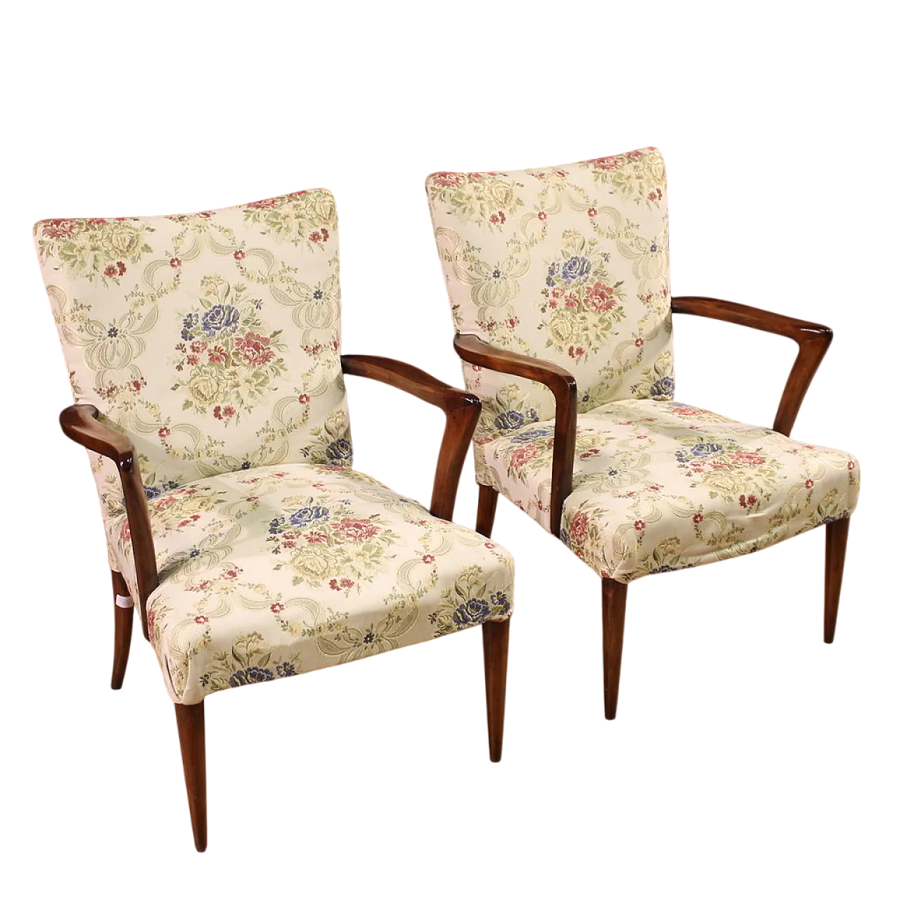Pair of Italian Mid-century beech armchairs, 20th century 13