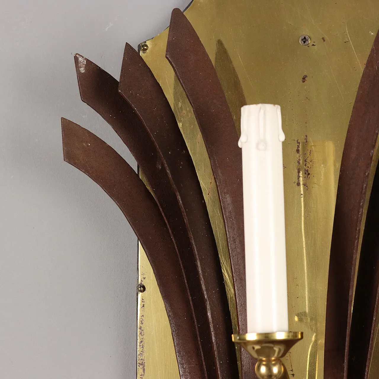 Coppia di Applique in ottone e lamerino, anni '40 5