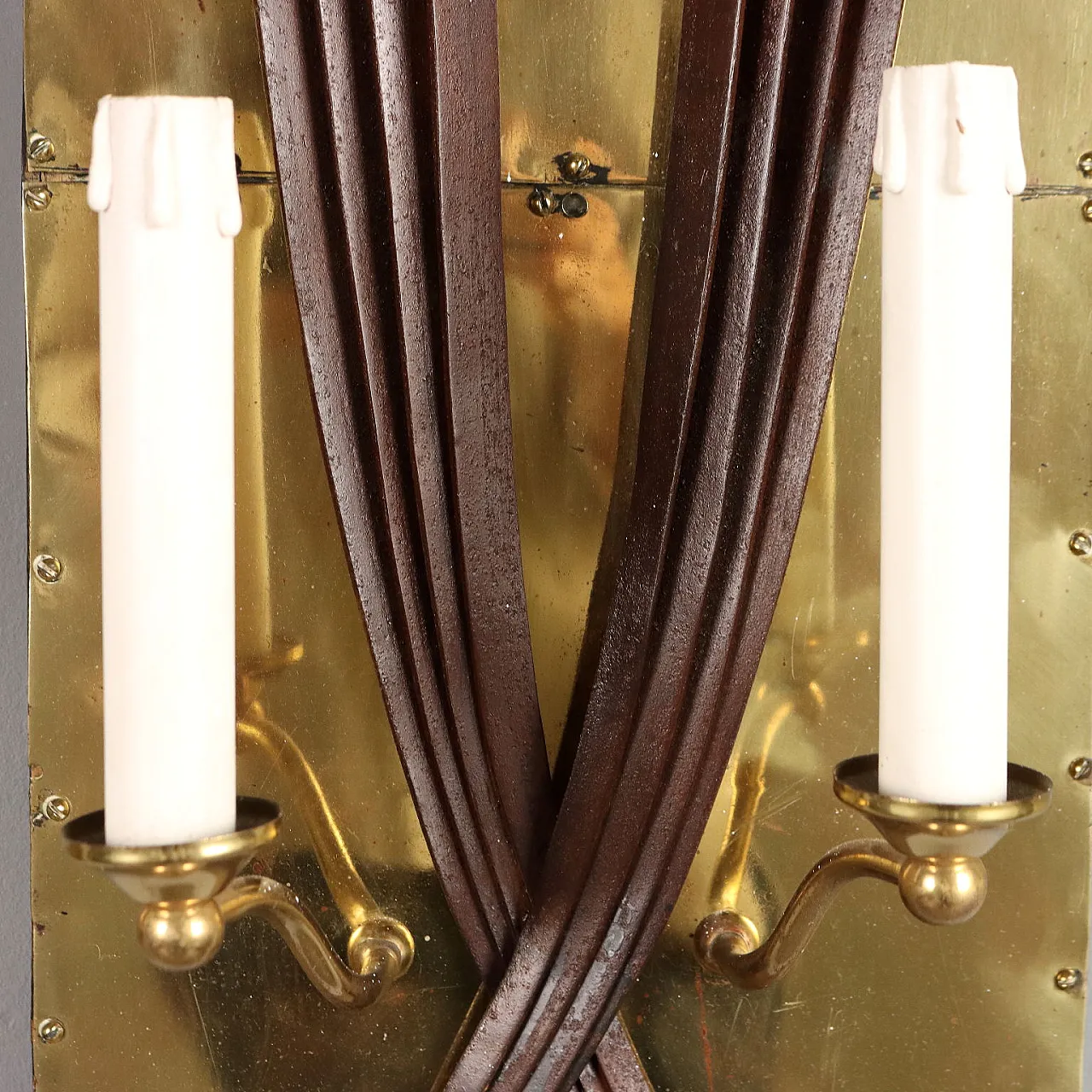 Coppia di Applique in ottone e lamerino, anni '40 6