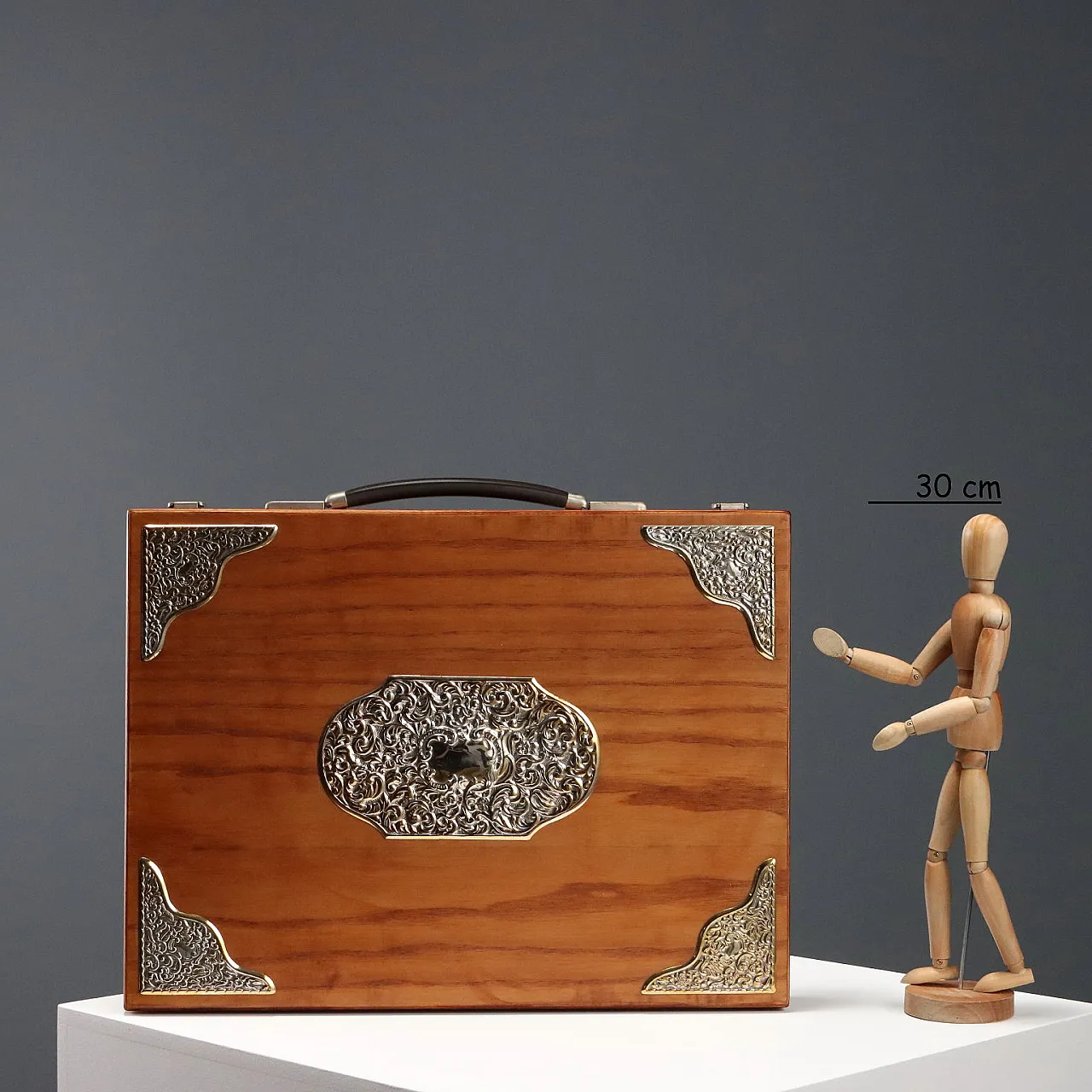 Scatola da gioco in legno e argento 925, '900 2