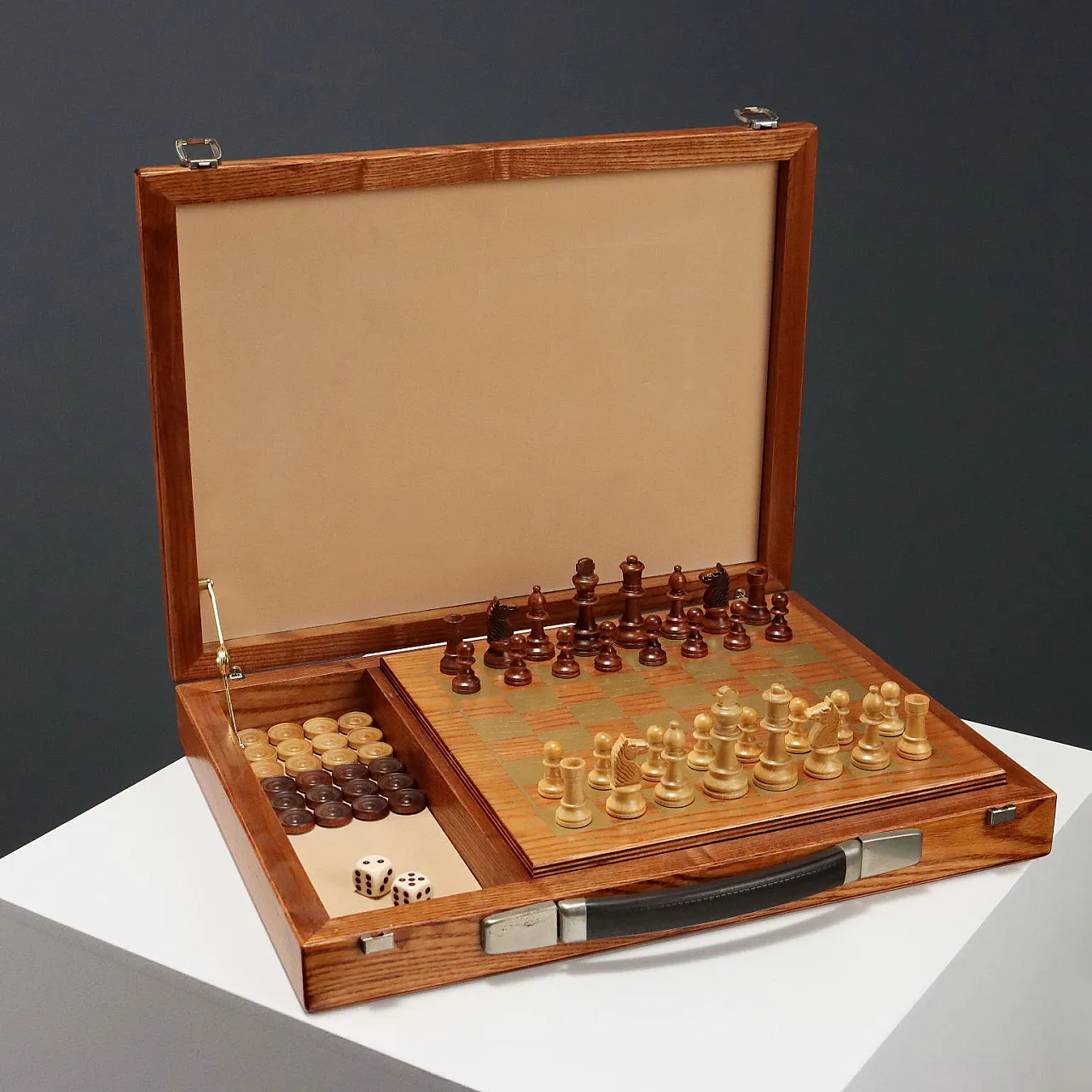 Scatola da gioco in legno e argento 925, '900 3