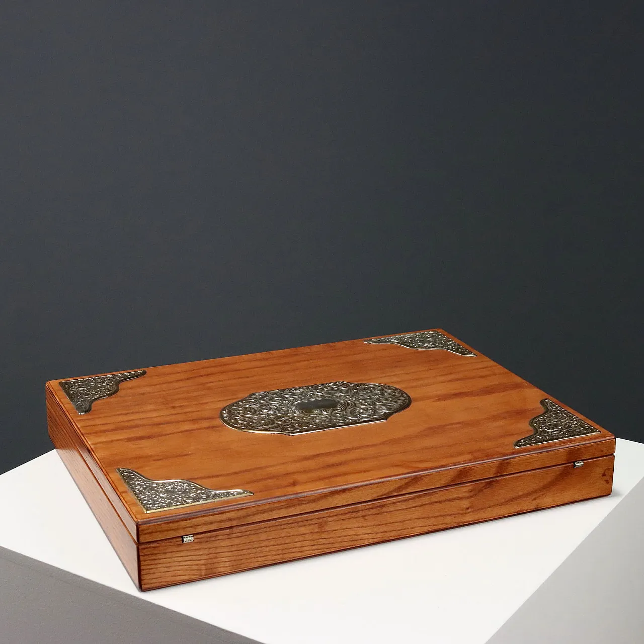 Scatola da gioco in legno e argento 925, '900 10