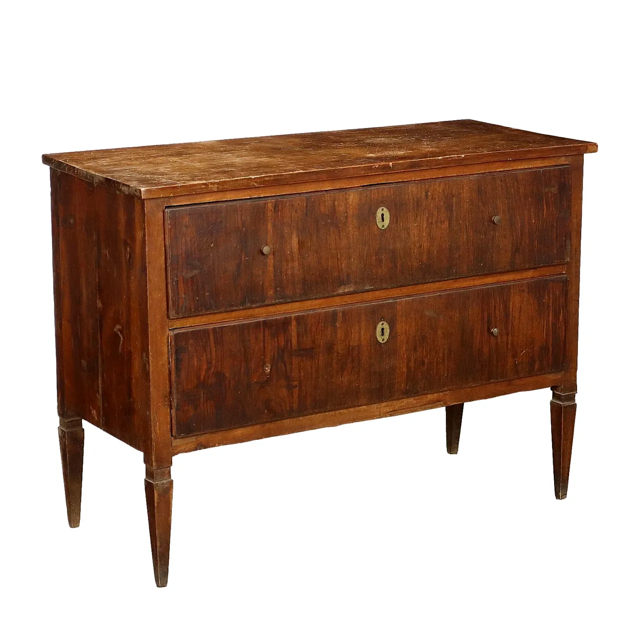 Walnut dresser with 2 drawers and truncated pyramid legs, 18th century 1