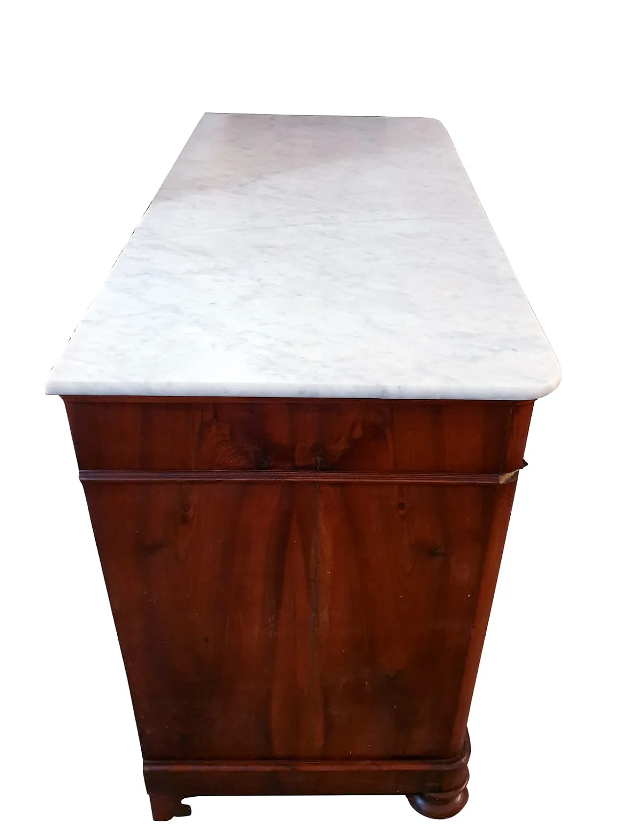 Cassettone Luigi Filippo in noce massello e marmo, '800 5