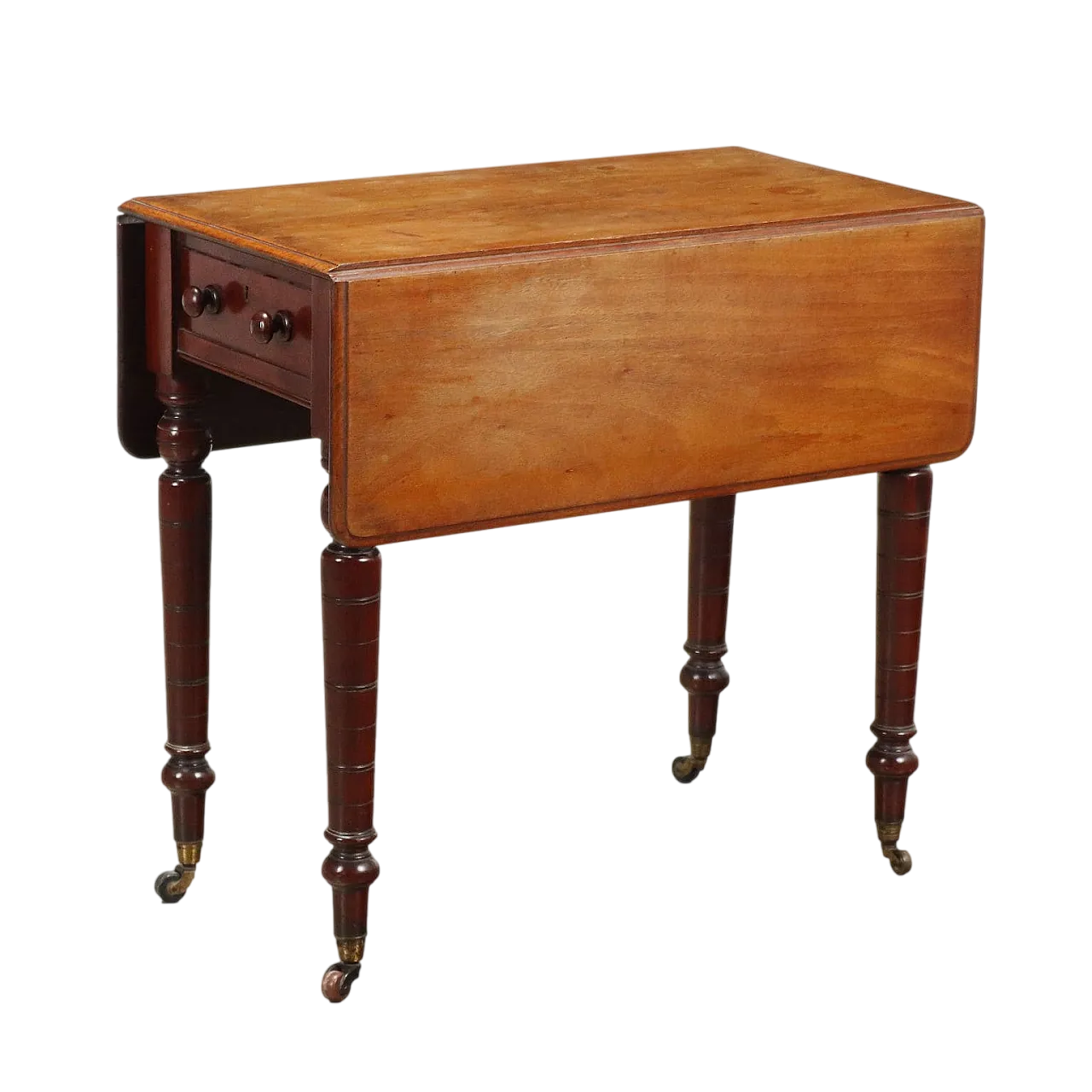 Tavolino a bandelle in mogano con cassetti, '800 10