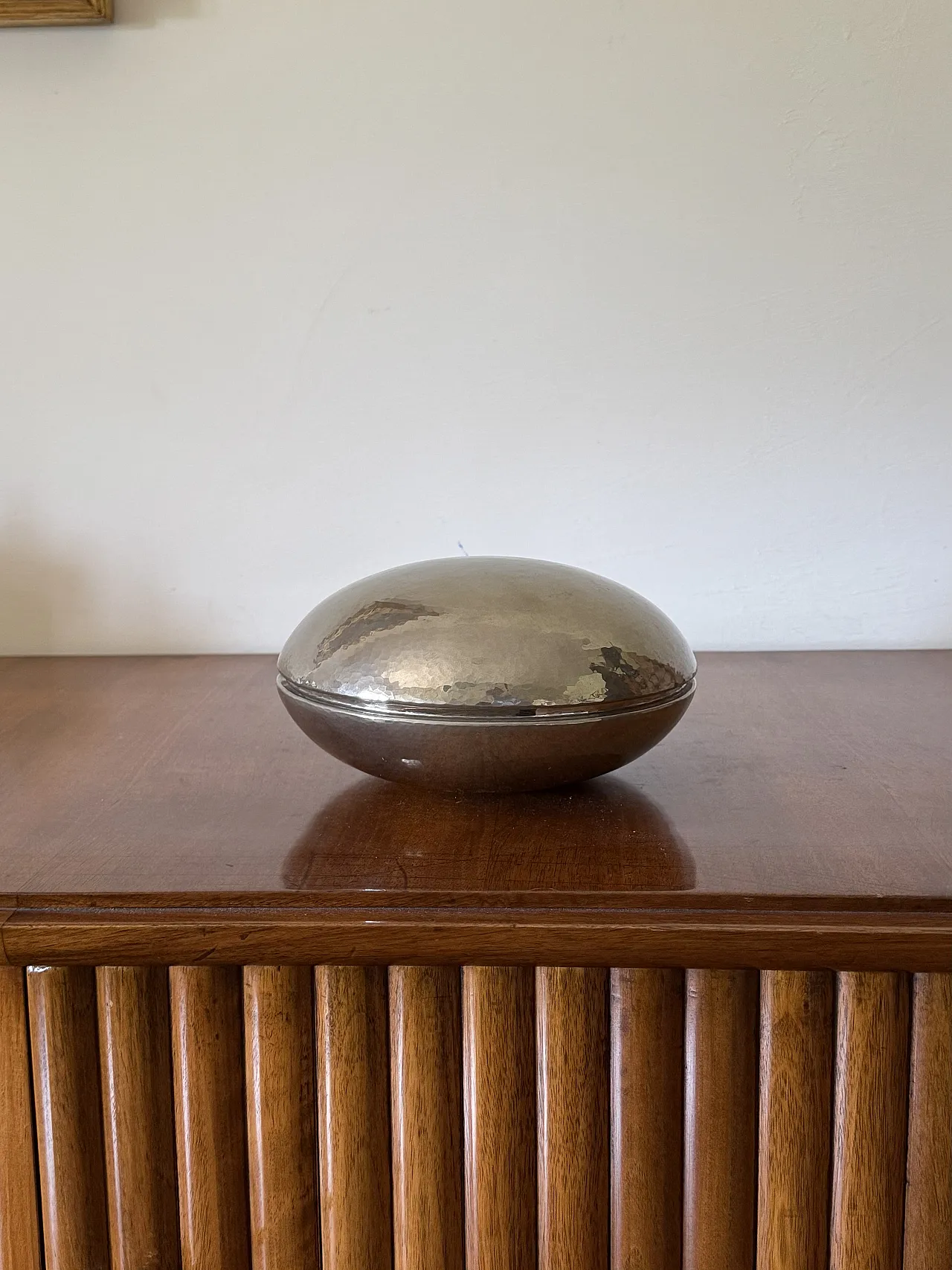 Midcentury Silver-Plated Hand-Hammered Brass Box, Zanetto Padua Italy 2