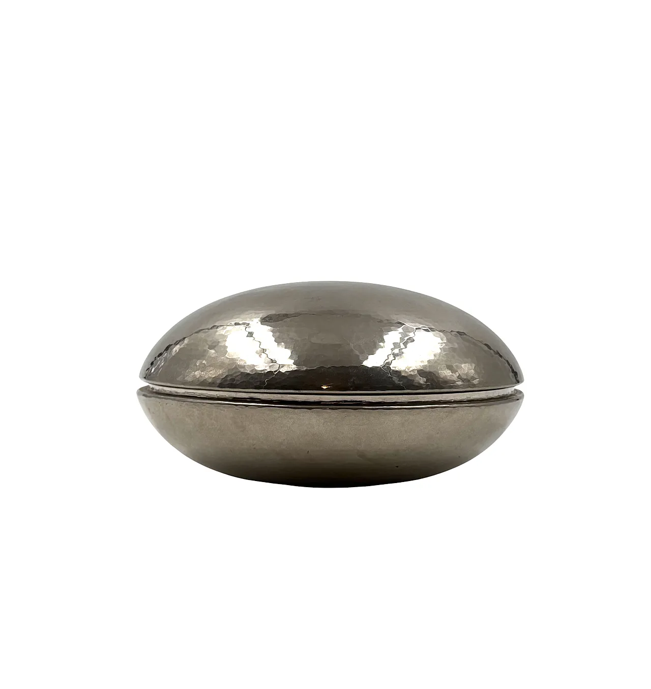 Midcentury Silver-Plated Hand-Hammered Brass Box, Zanetto Padua Italy 5