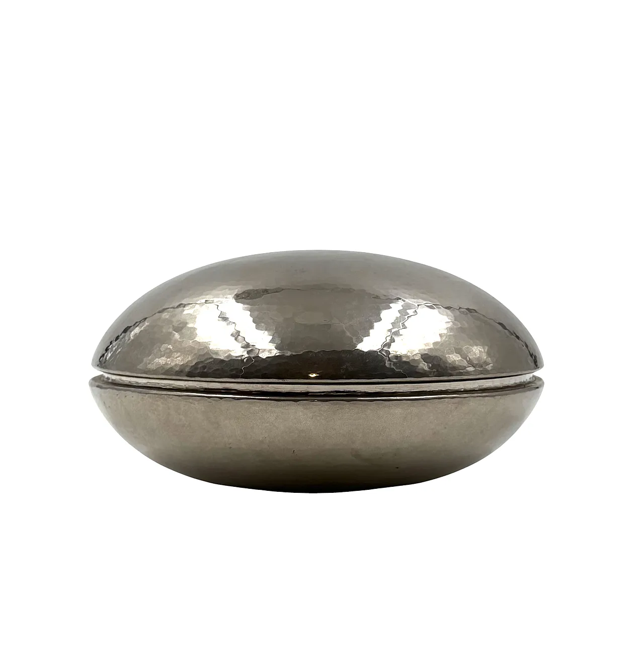 Midcentury Silver-Plated Hand-Hammered Brass Box, Zanetto Padua Italy 6