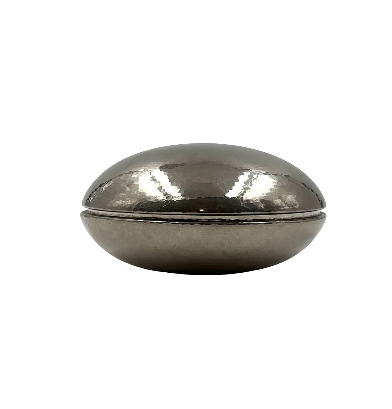 Midcentury Silver-Plated Hand-Hammered Brass Box, Zanetto Padua Italy 7