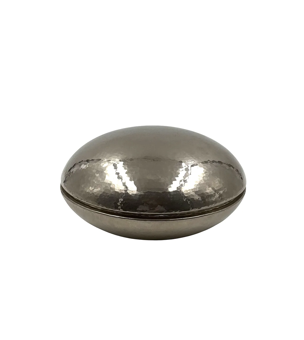 Midcentury Silver-Plated Hand-Hammered Brass Box, Zanetto Padua Italy 9