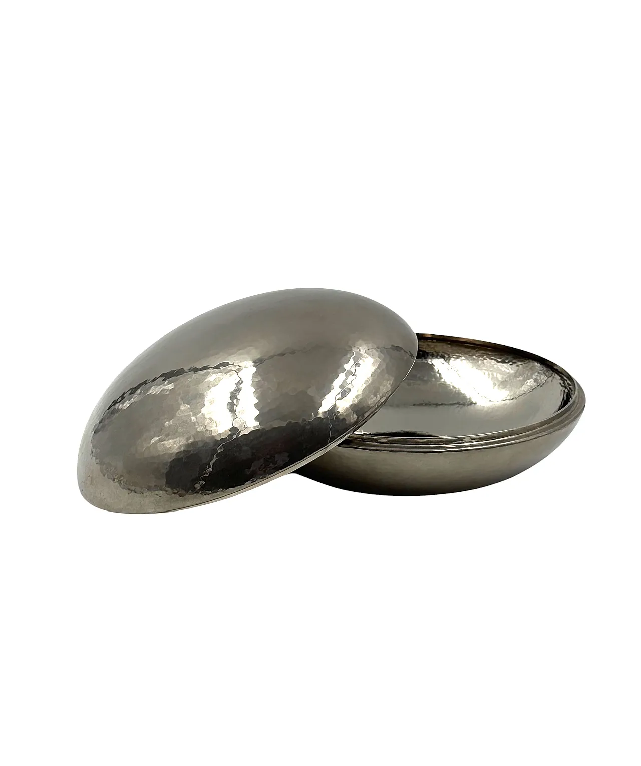 Midcentury Silver-Plated Hand-Hammered Brass Box, Zanetto Padua Italy 13