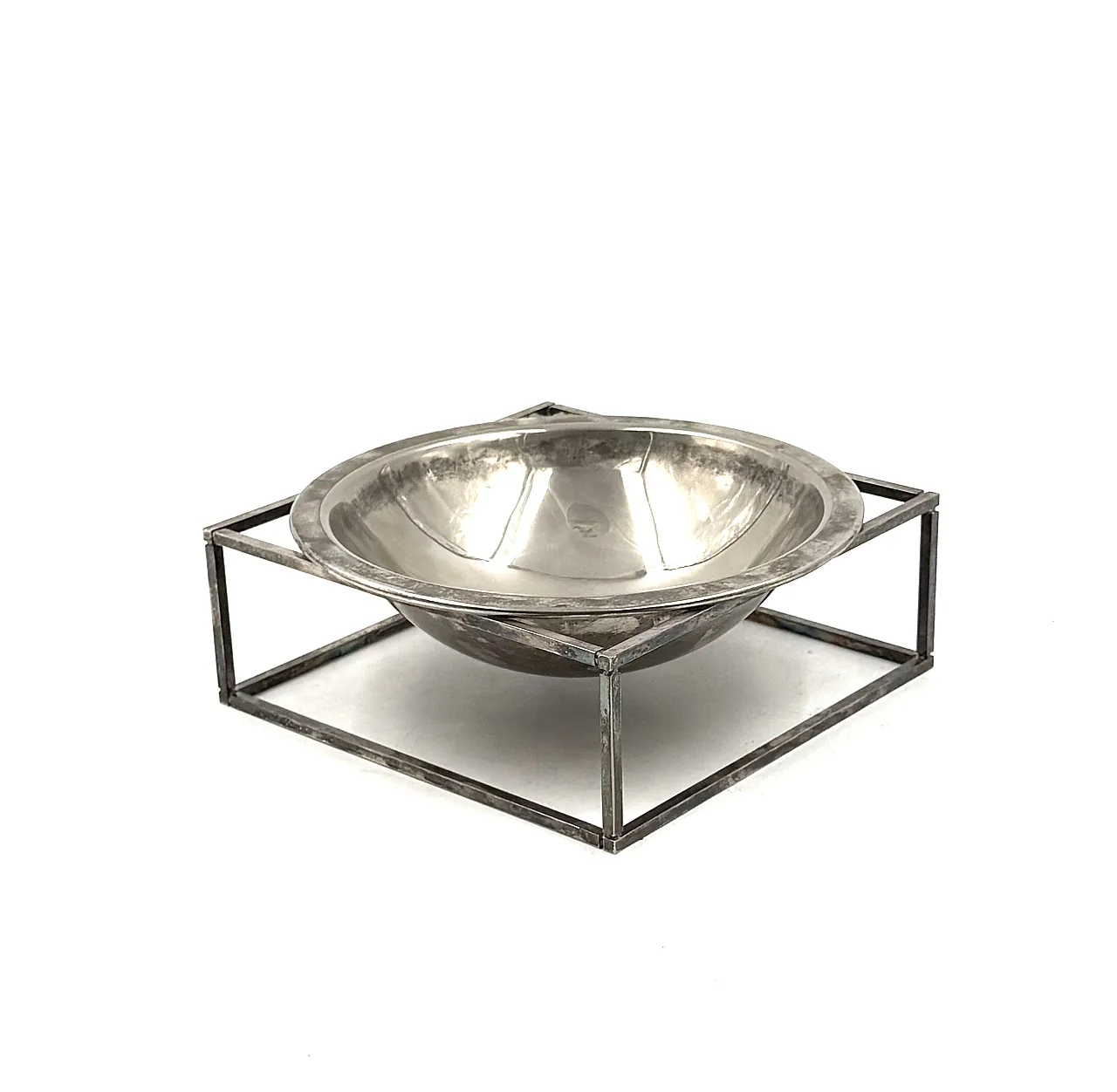 Mid-Century Modern Silver-Plated Bowl / Vide few, PM Italy 1970s 12