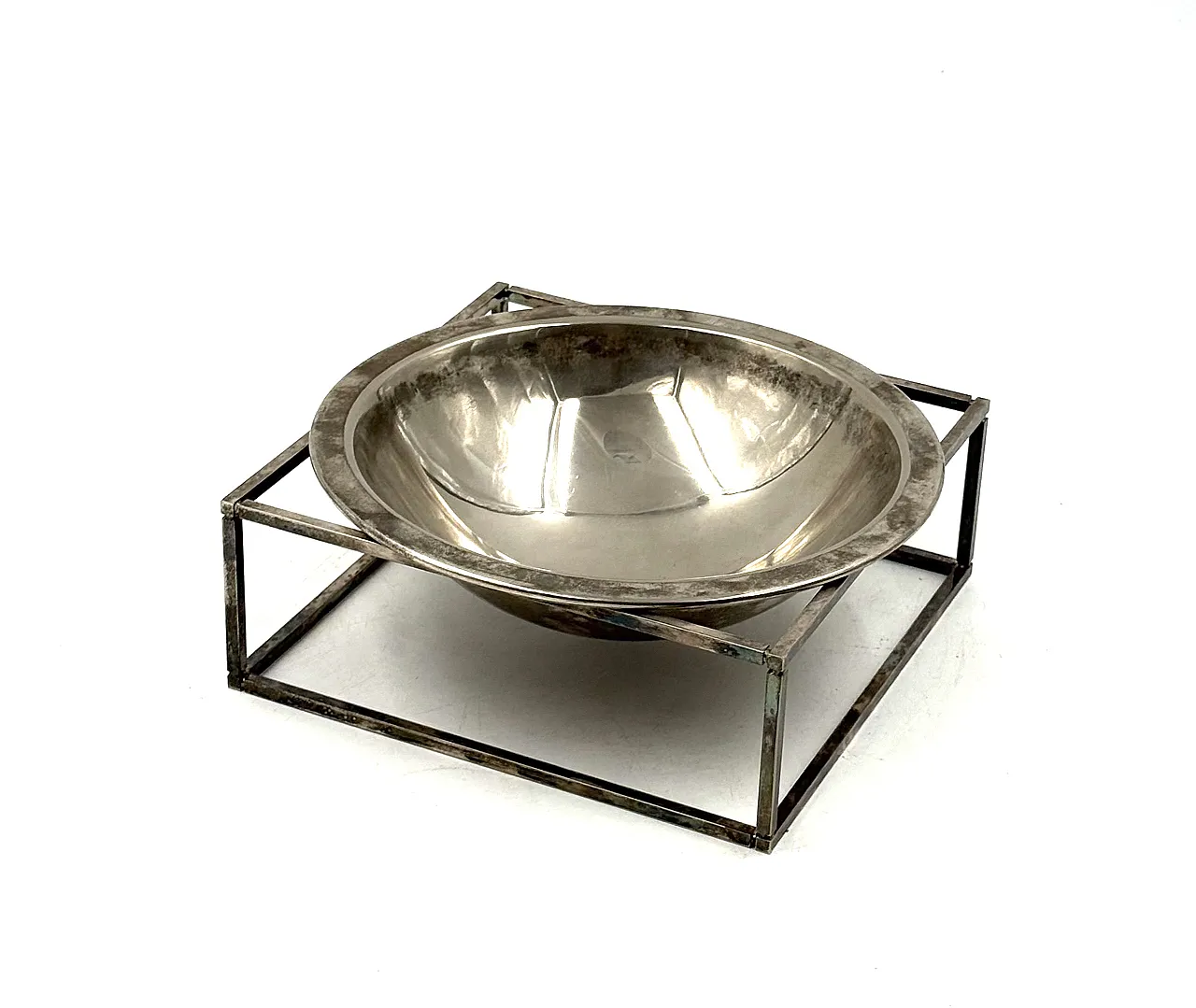 Mid-Century Modern Silver-Plated Bowl / Vide few, PM Italy 1970s 15