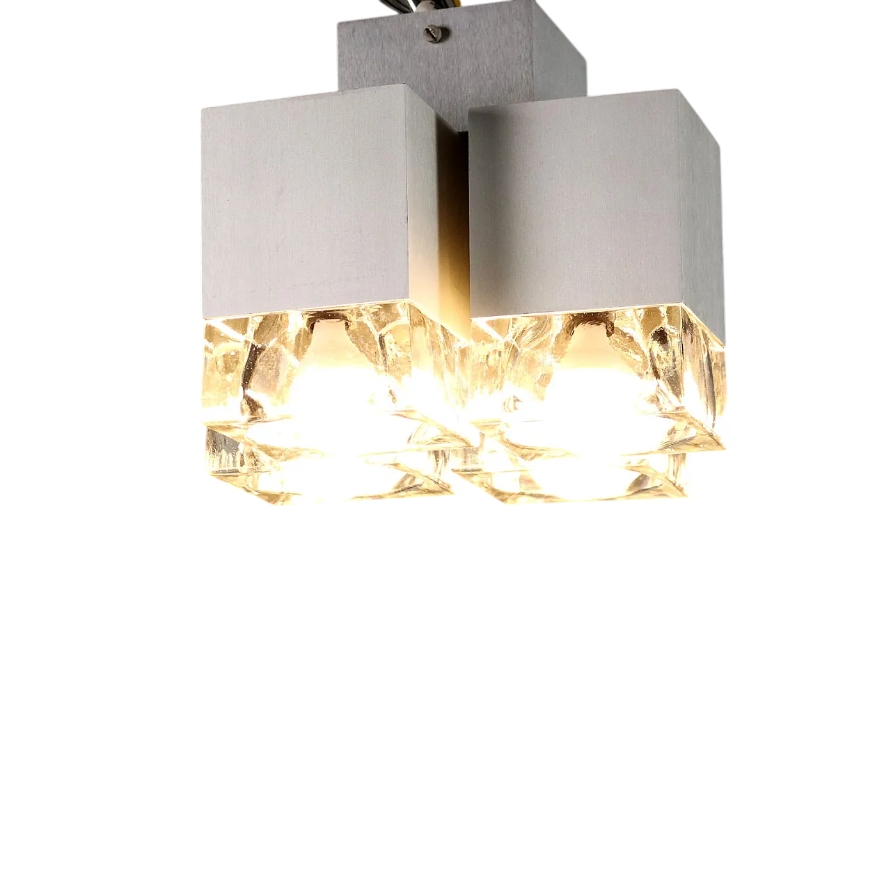 Lampadario in alluminio e vetro, anni '70 8