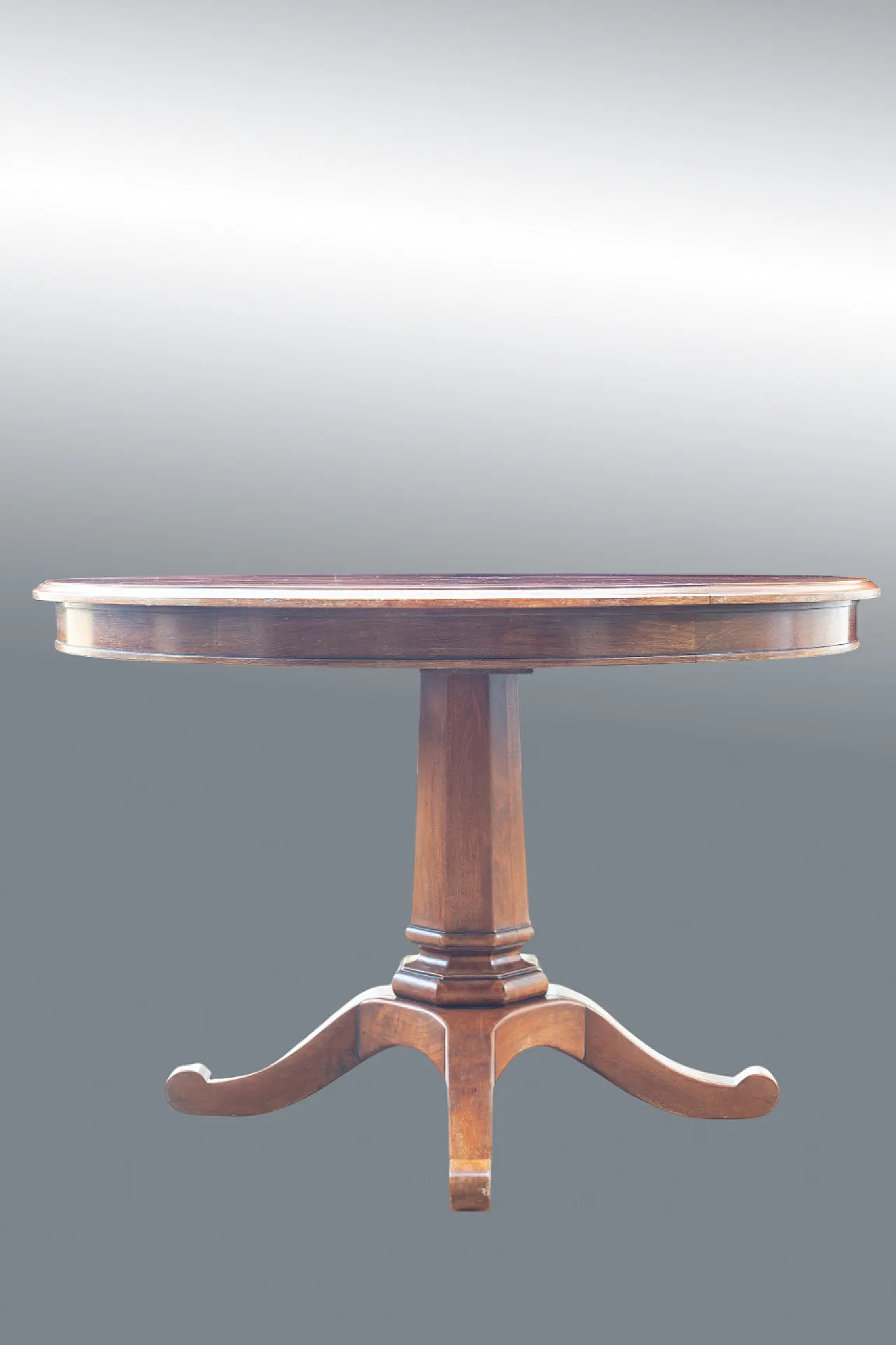 Tavolo rotondo Carlo X in mogano, '900 3