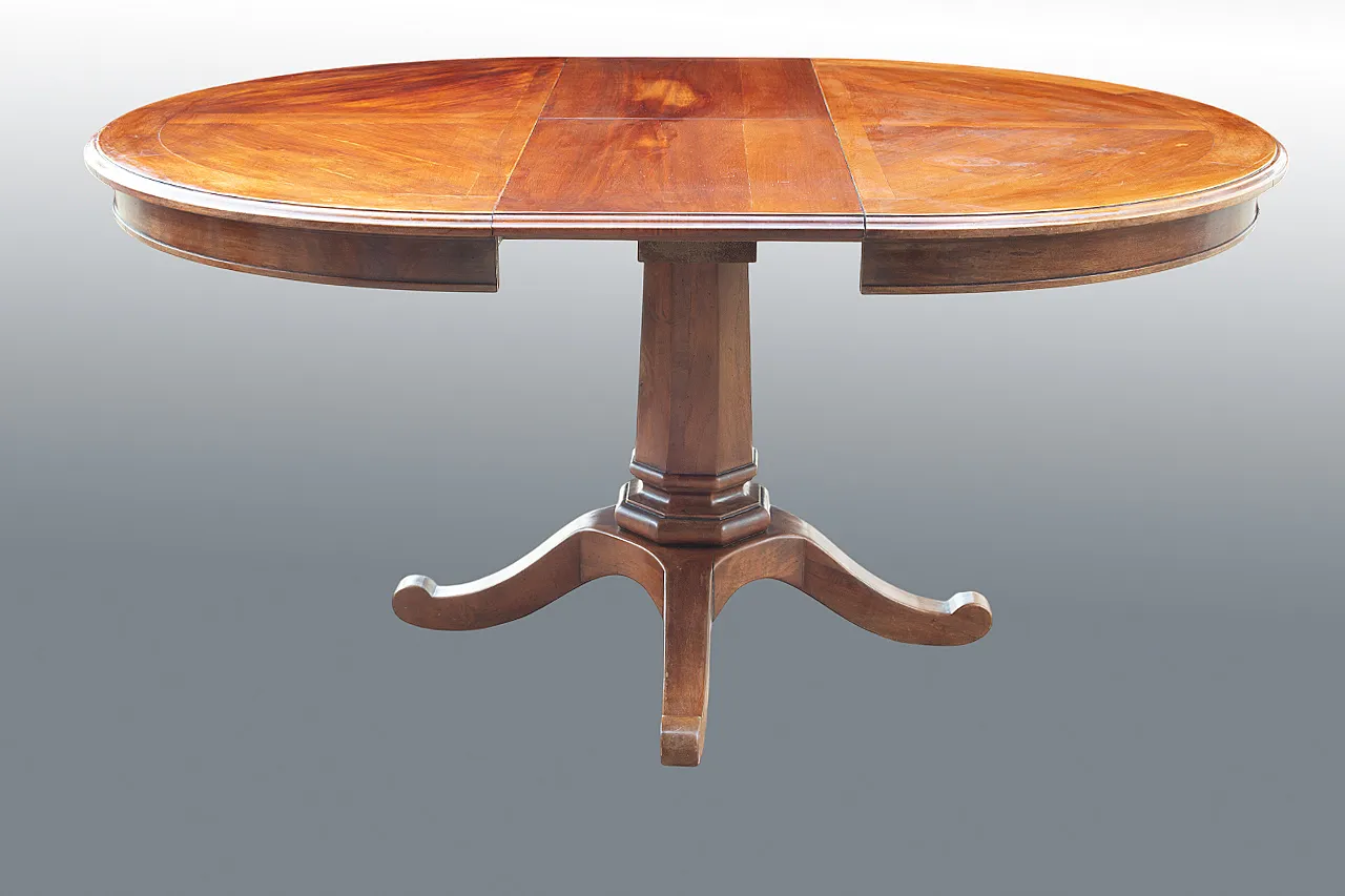 Tavolo rotondo Carlo X in mogano, '900 4