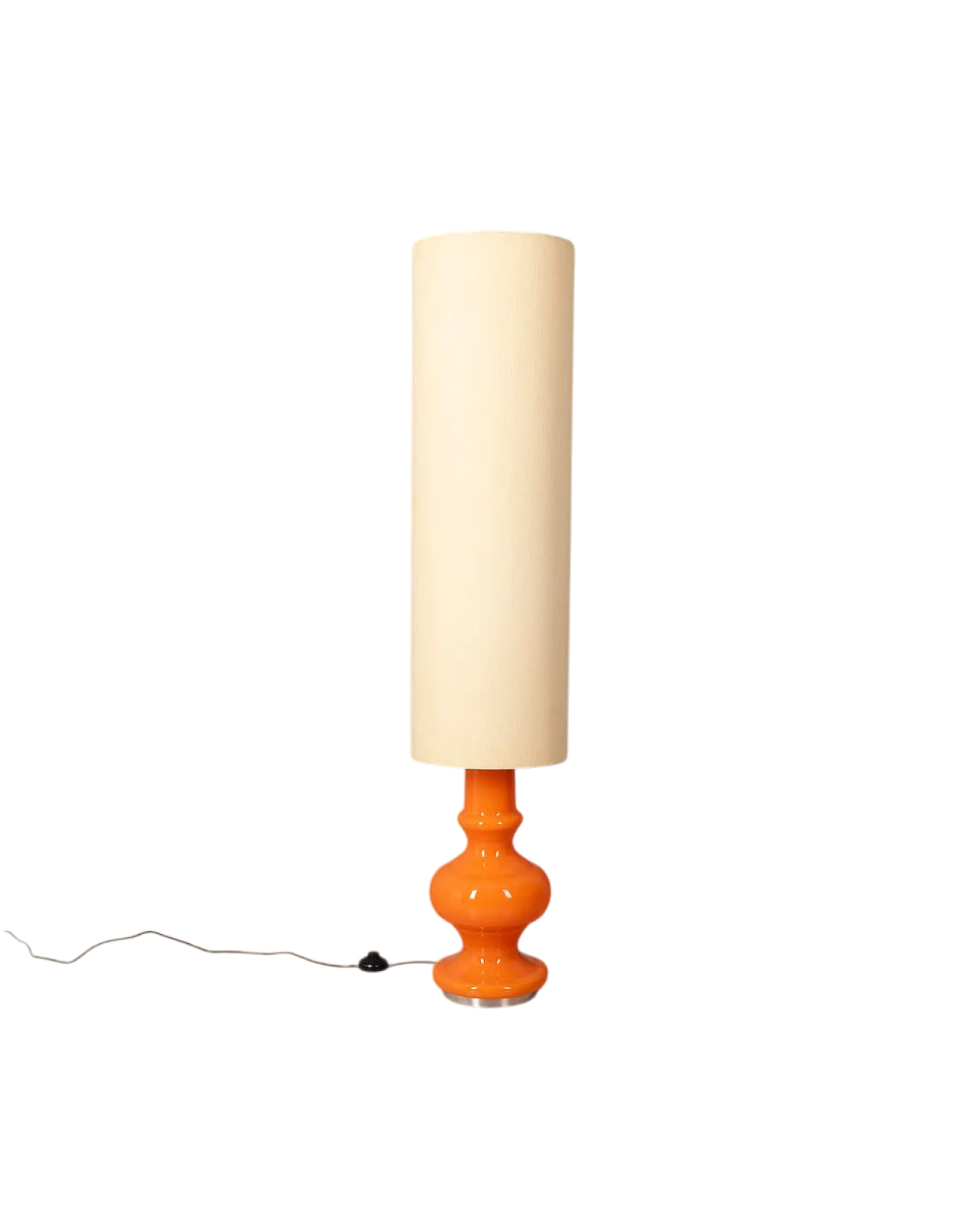 Lampada da terra in vetro arancione, anni '70 6