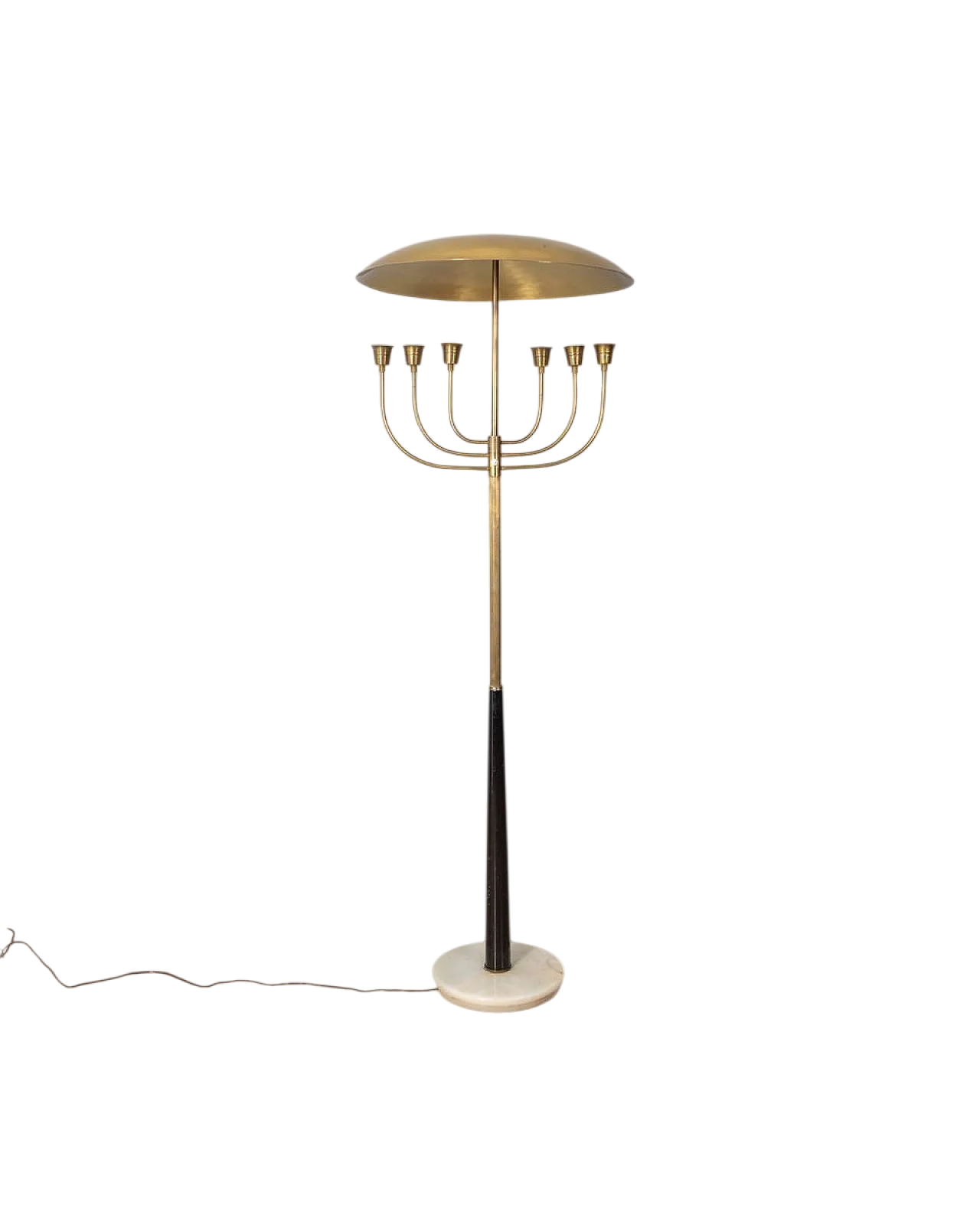 Lampada da terra in onice e ottone dorato, anni '50 13