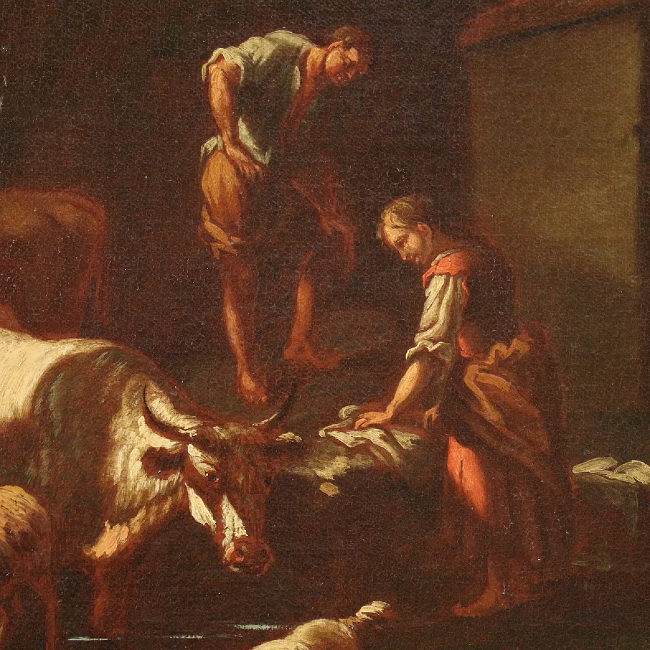 Paesaggio con scena pastorale, olio su tela, scuola romana, '600 6