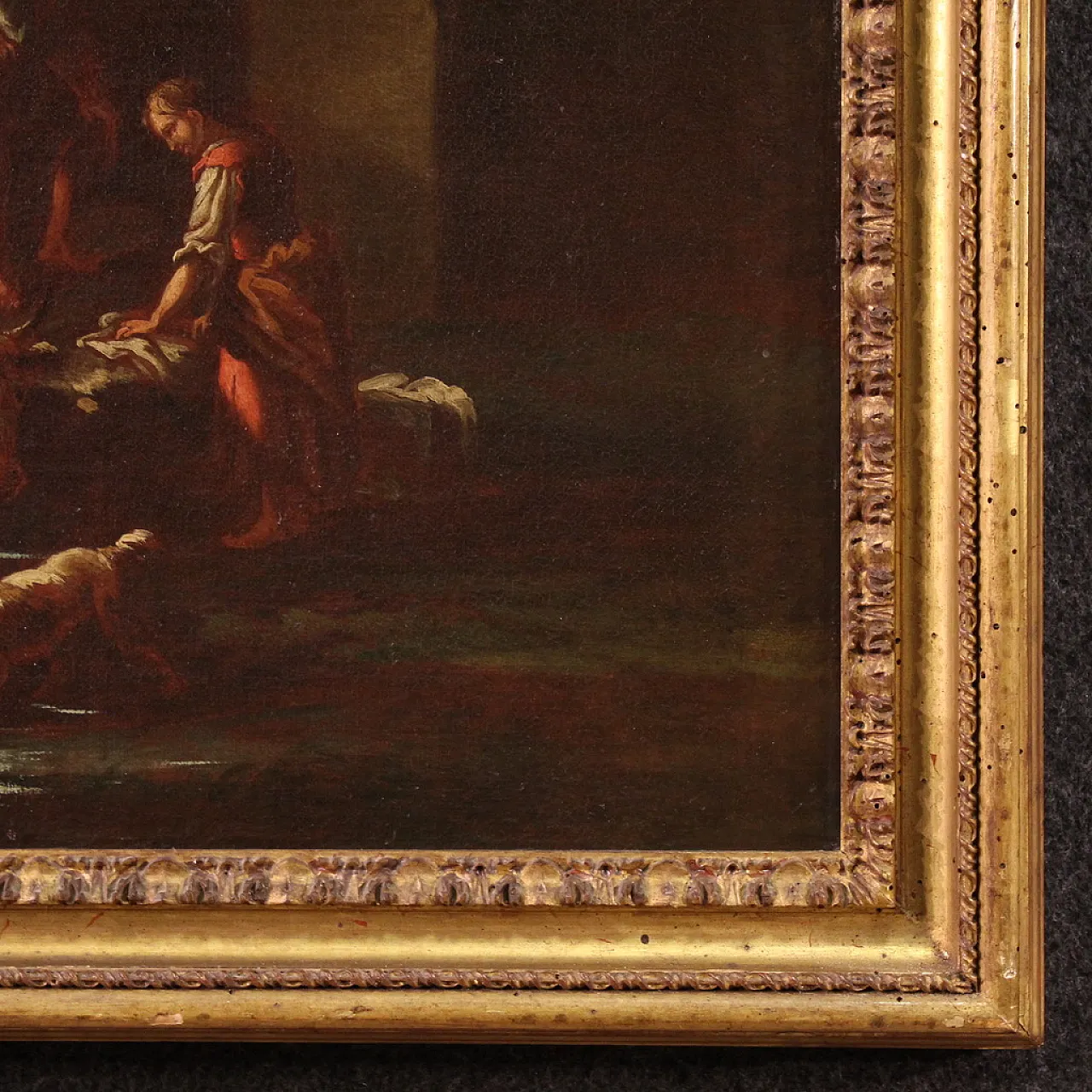 Paesaggio con scena pastorale, olio su tela, scuola romana, '600 7