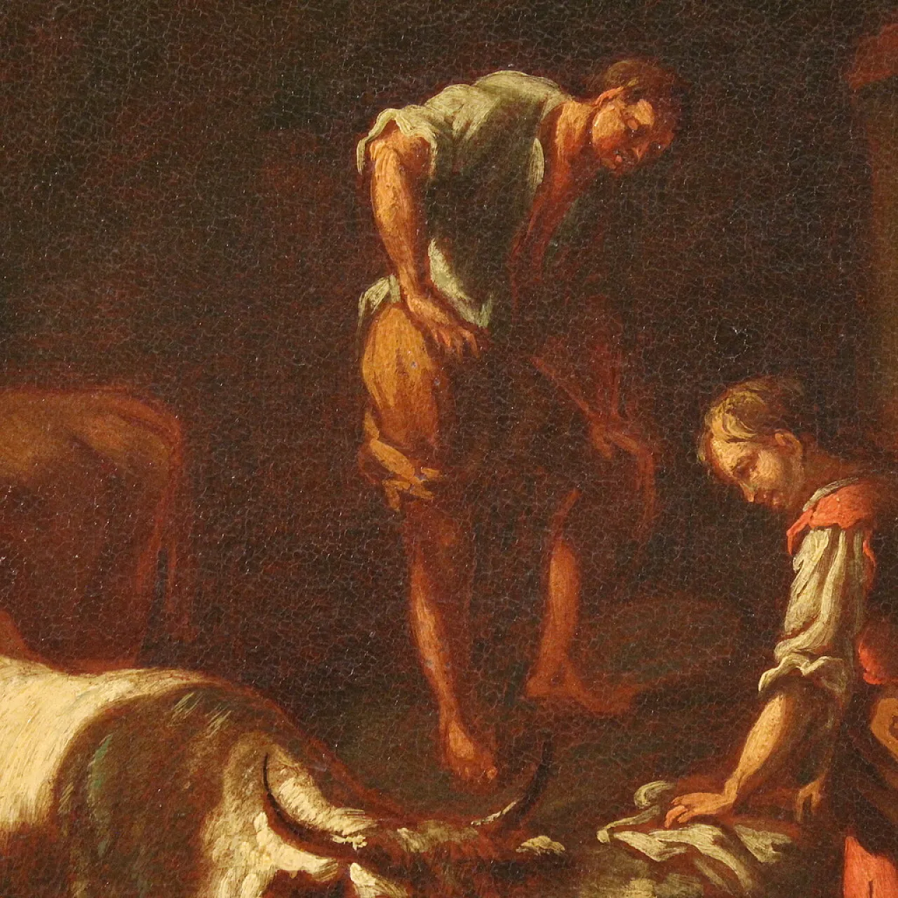 Paesaggio con scena pastorale, olio su tela, scuola romana, '600 15