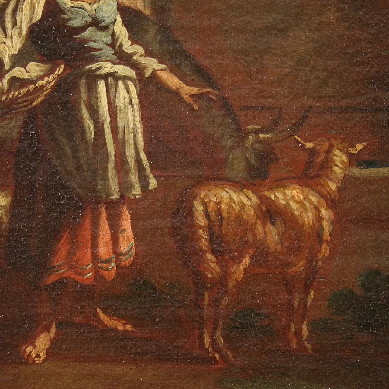 Bucolic landscape painting figures, pastoral scene,  17th century 12