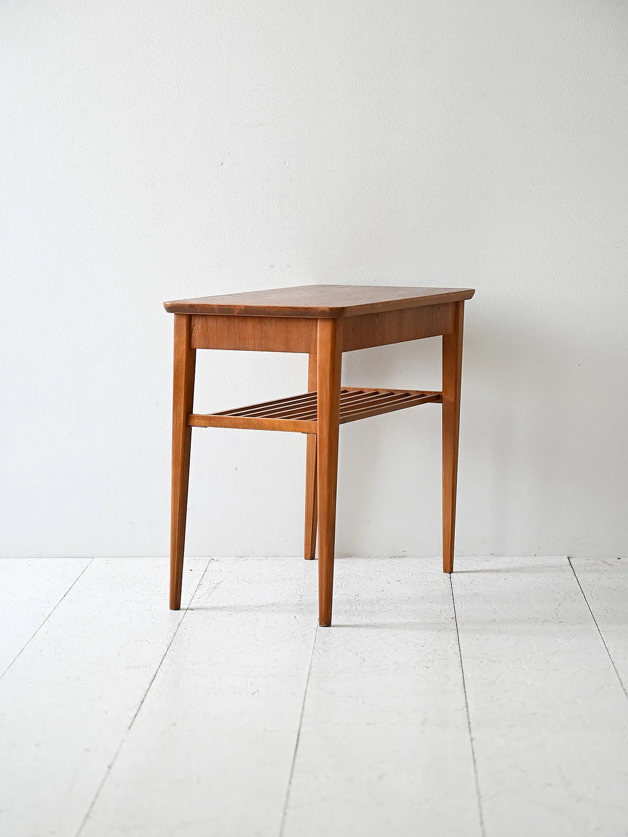 Vintage Teak Scandinavian bedside table with shelf 3