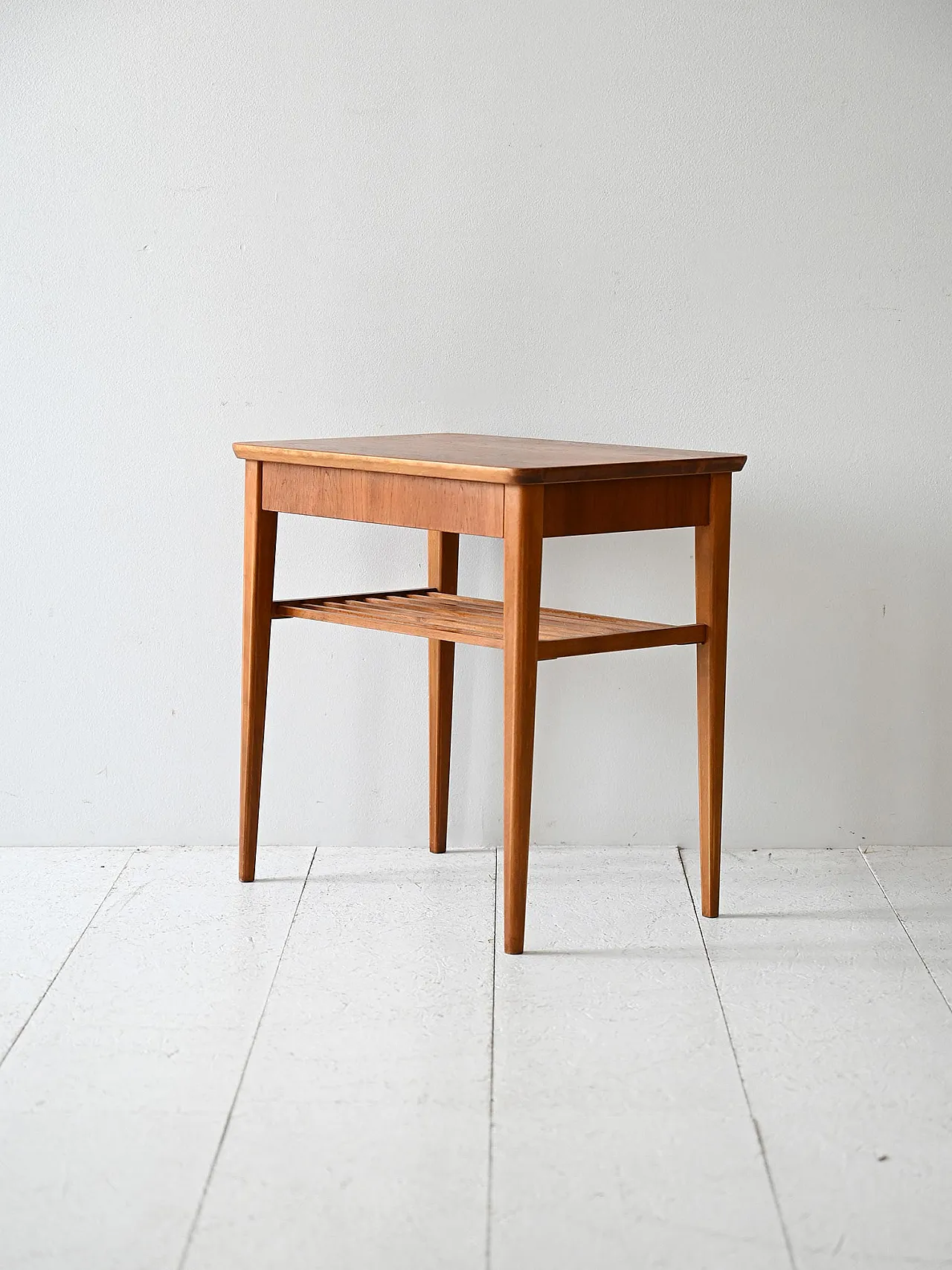Vintage Teak Scandinavian bedside table with shelf 4