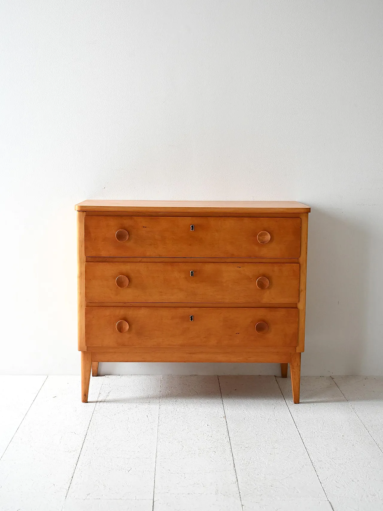 Cassettiera scandinava vintage in rovere anni ’50 2