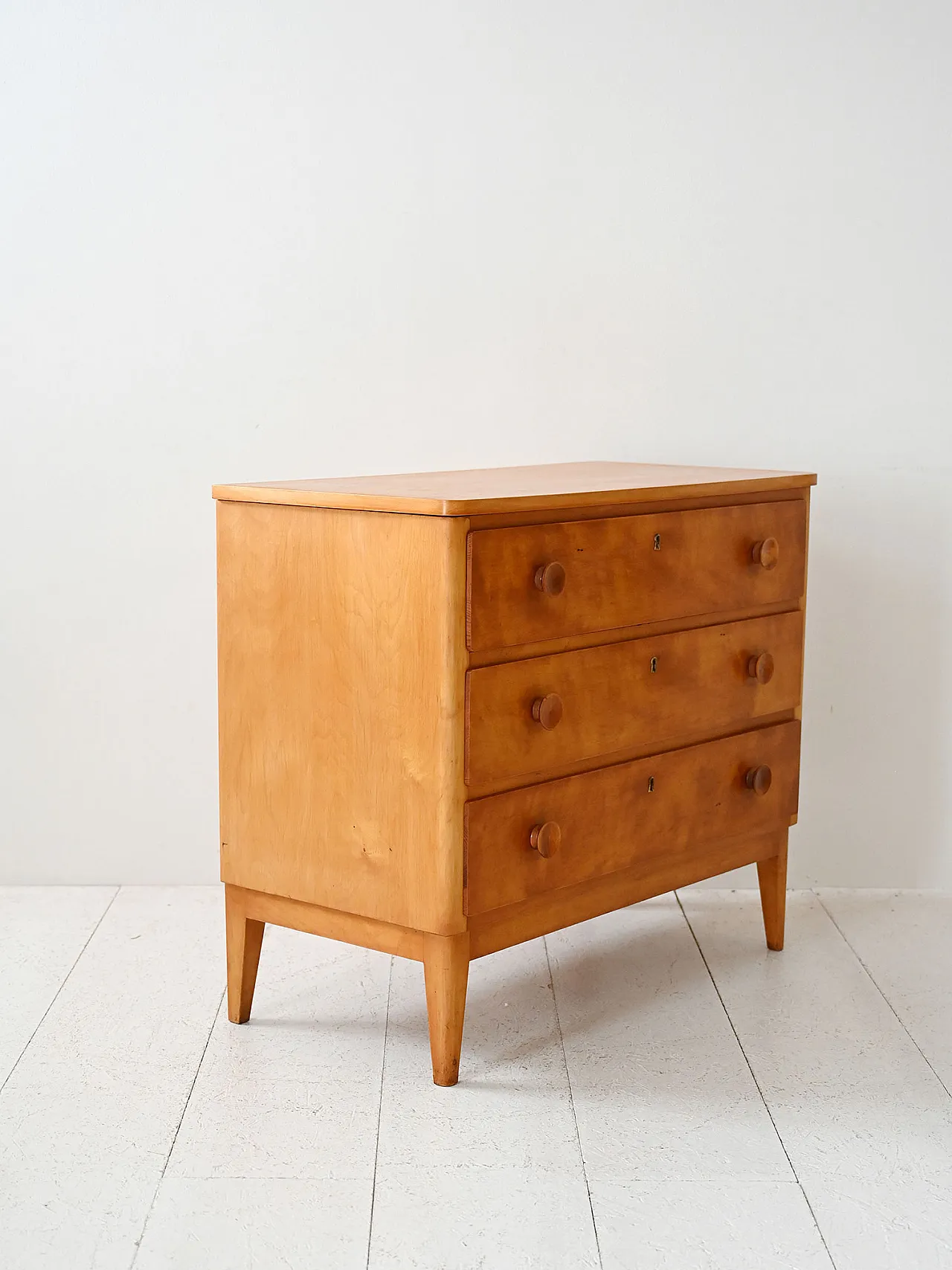 Cassettiera scandinava vintage in rovere anni ’50 3