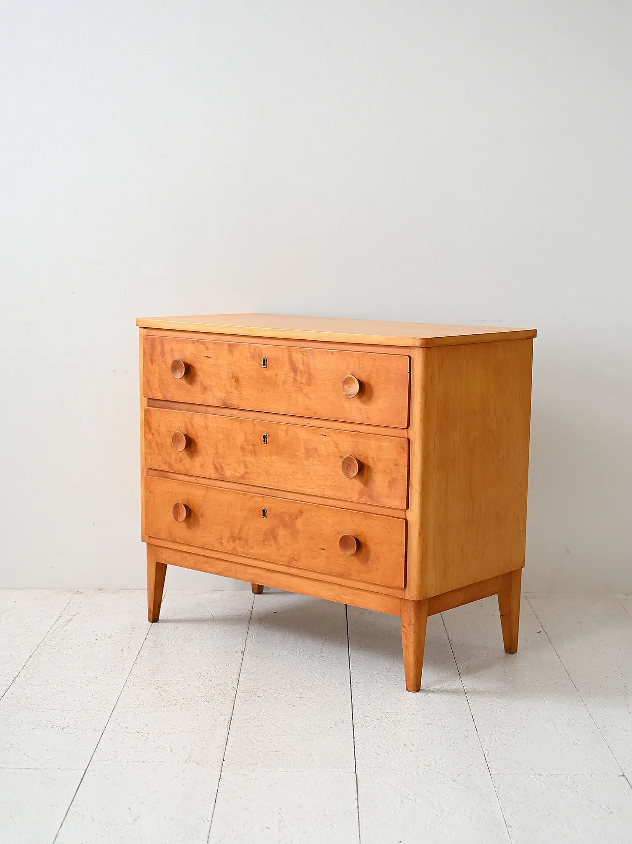 Cassettiera scandinava vintage in rovere anni ’50 4