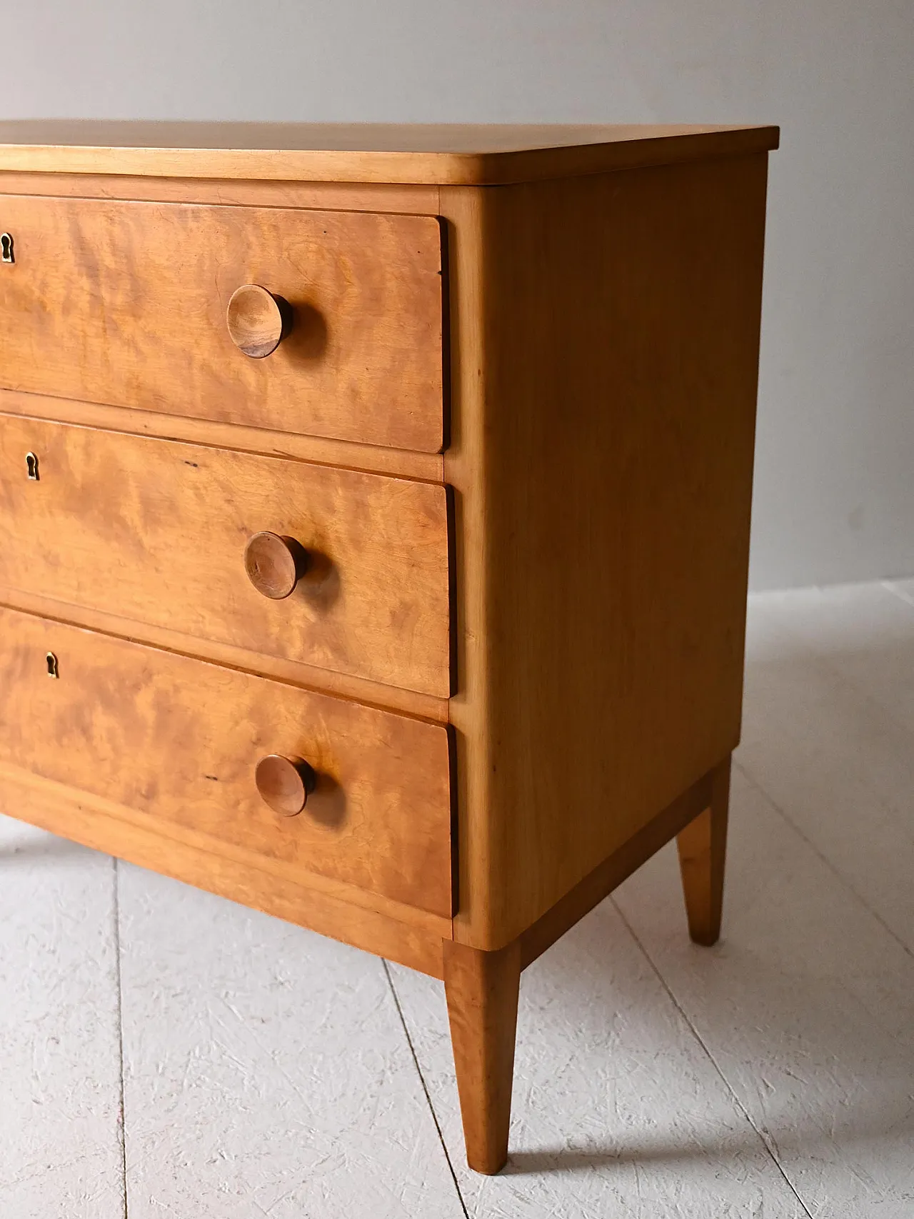 Cassettiera scandinava vintage in rovere anni ’50 8