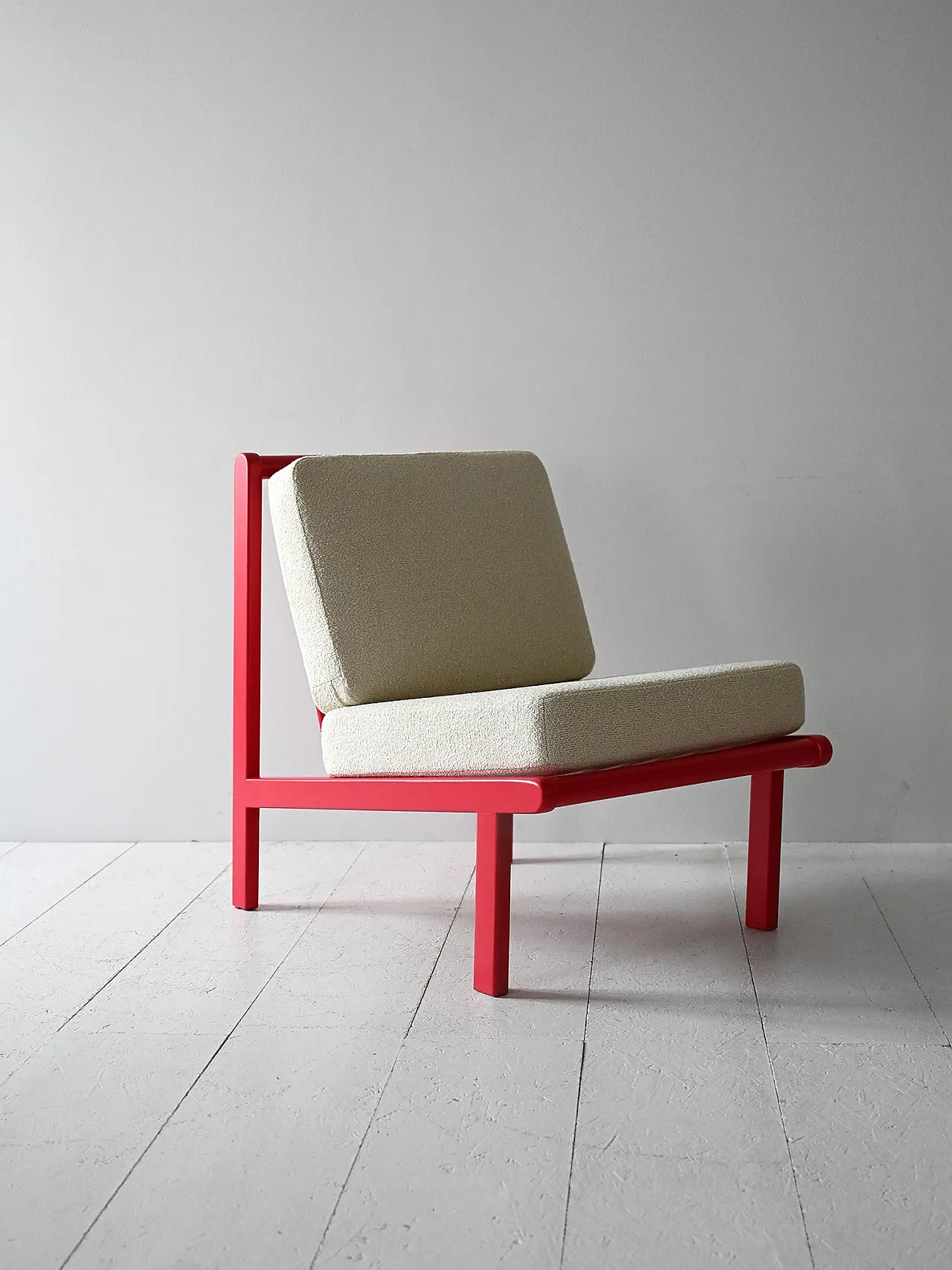 Poltrona scandinava rosso ciliegia, anni '70 2
