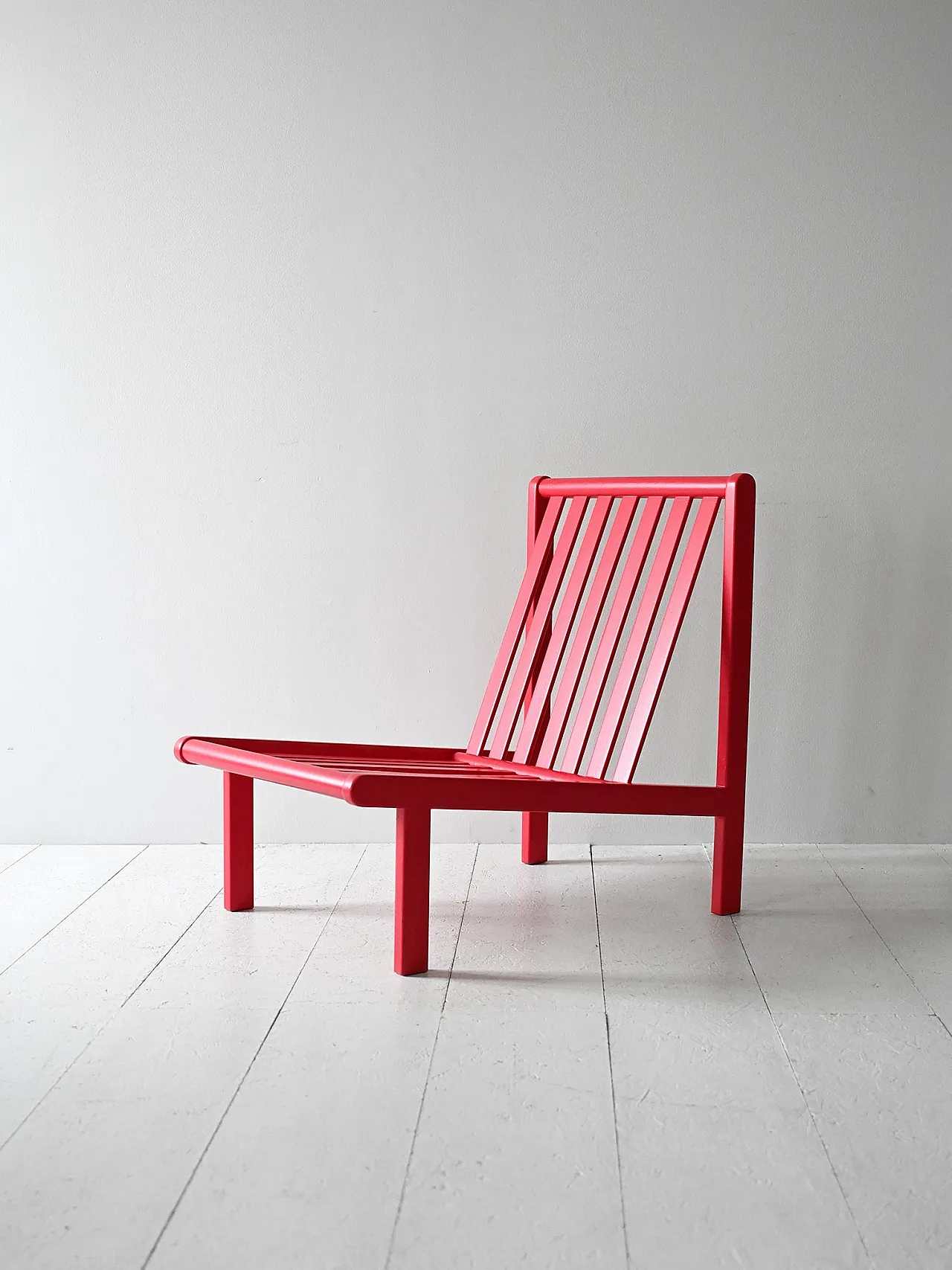 Poltrona scandinava rosso ciliegia, anni '70 3