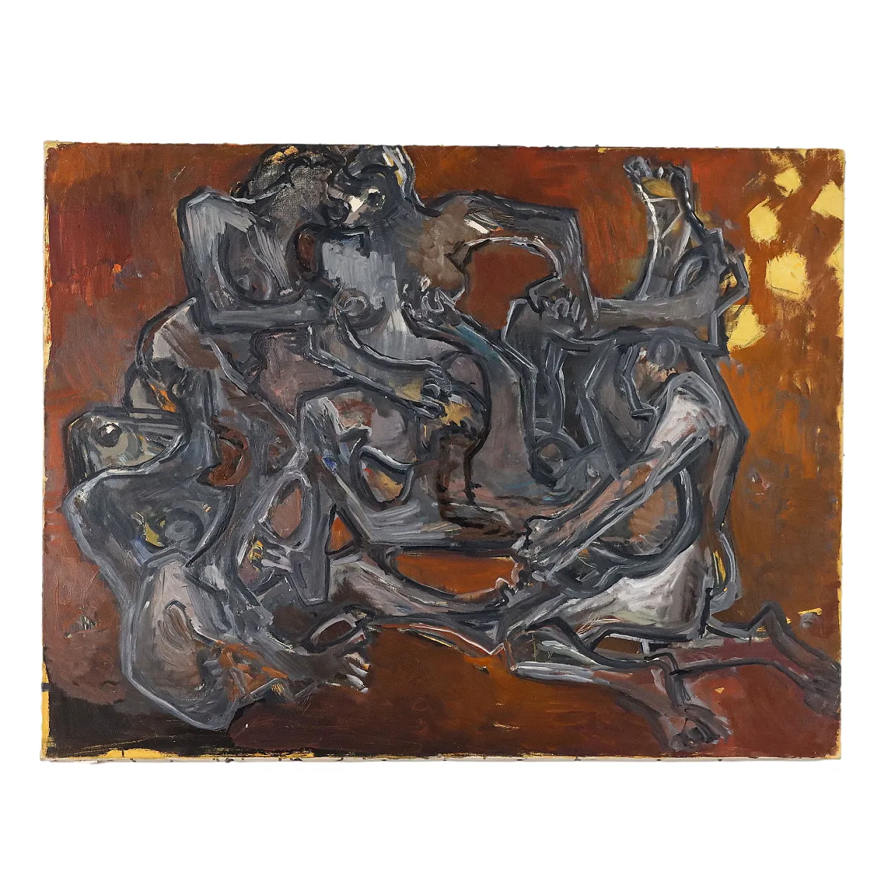 Têtes-Paysage by ORAZI, oil on canvas, 1970s 1