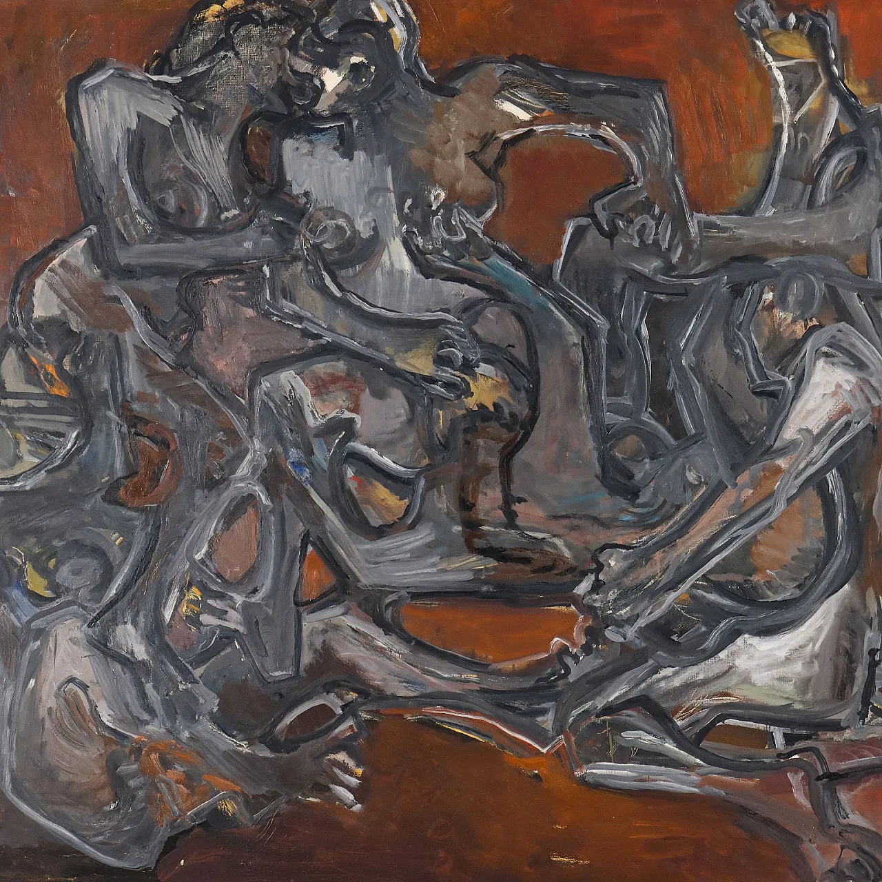 Têtes-Paysage by ORAZI, oil on canvas, 1970s 3