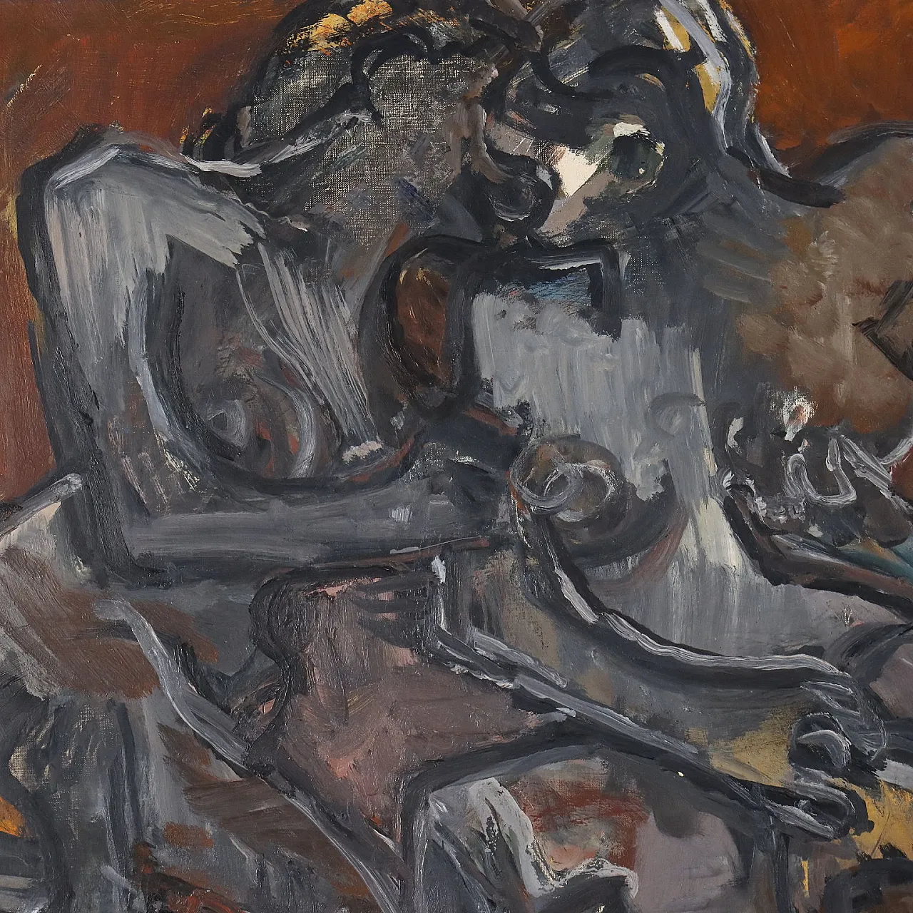 Têtes-Paysage by ORAZI, oil on canvas, 1970s 4