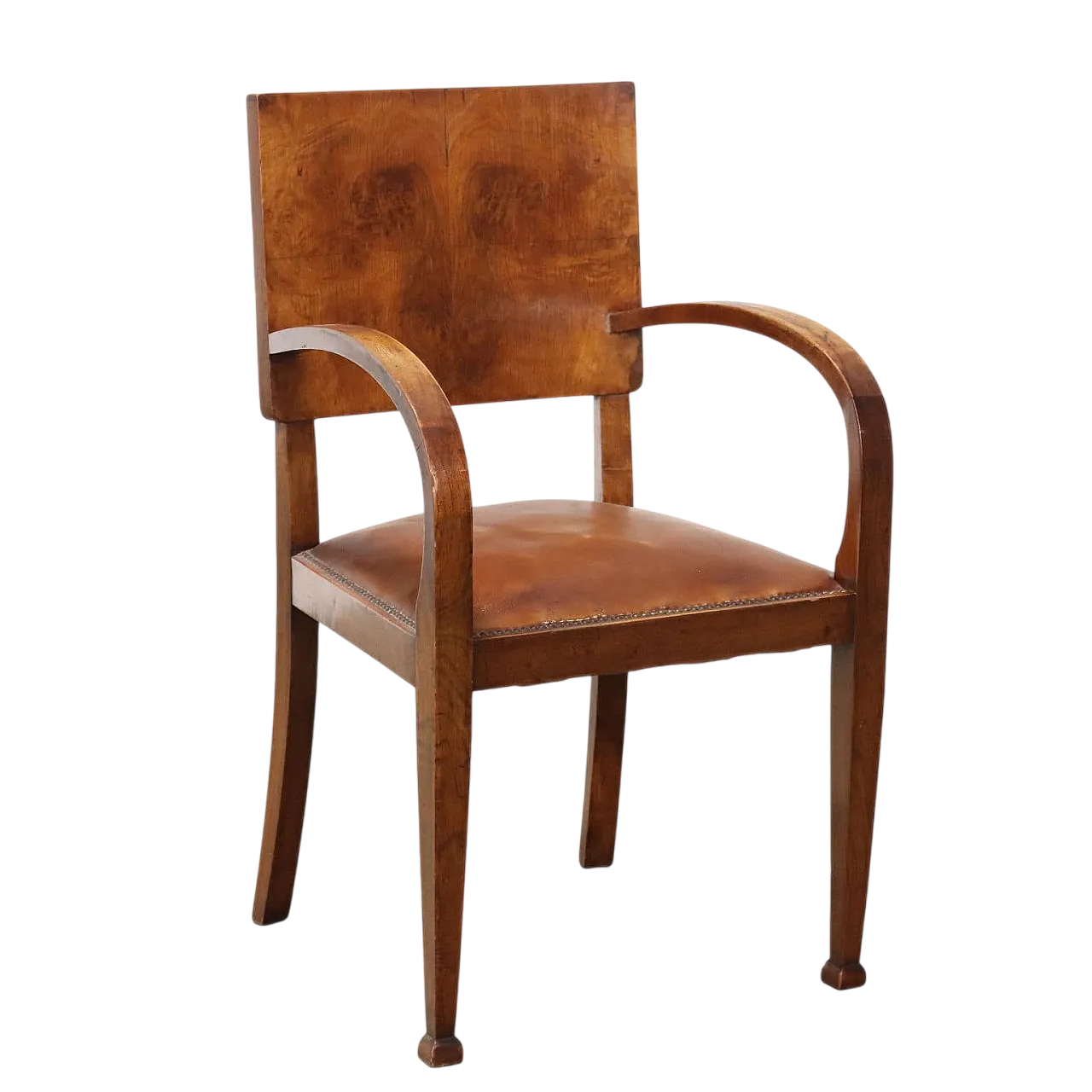 Sedia in radica di faggio impiallacciata, anni '40 9