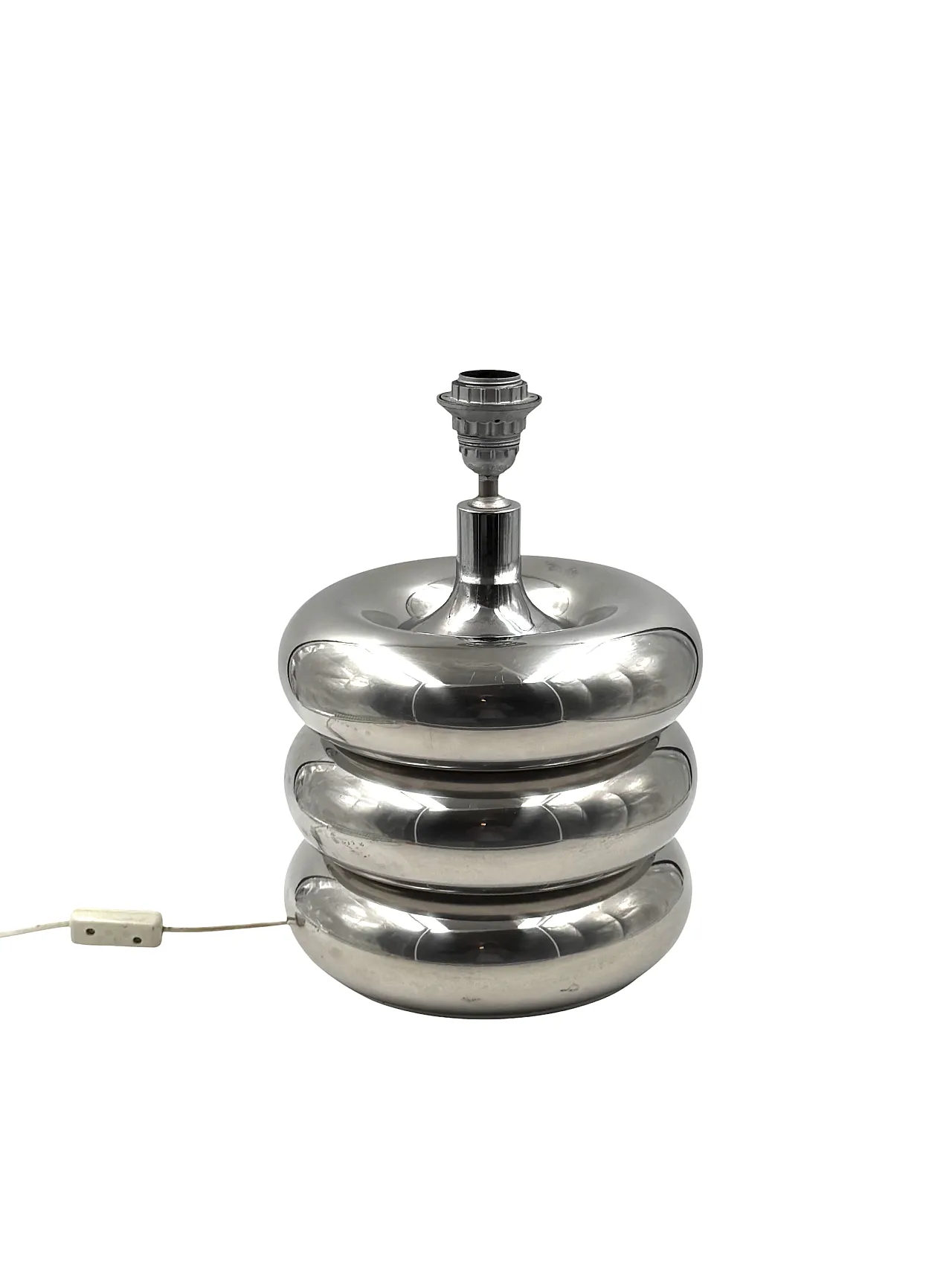 Hollywood Regency Chromed Table Lamp Base, Lights Milan Italy, 1970s 6