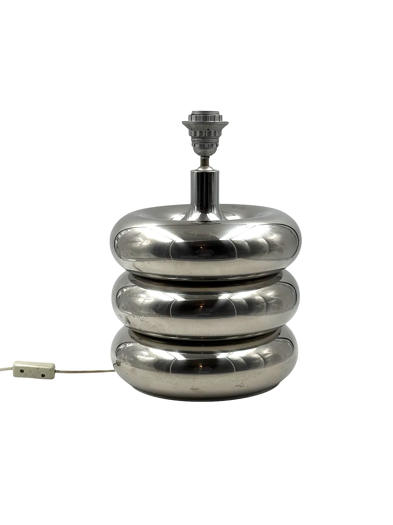 Hollywood Regency Chromed Table Lamp Base, Lights Milan Italy, 1970s 8