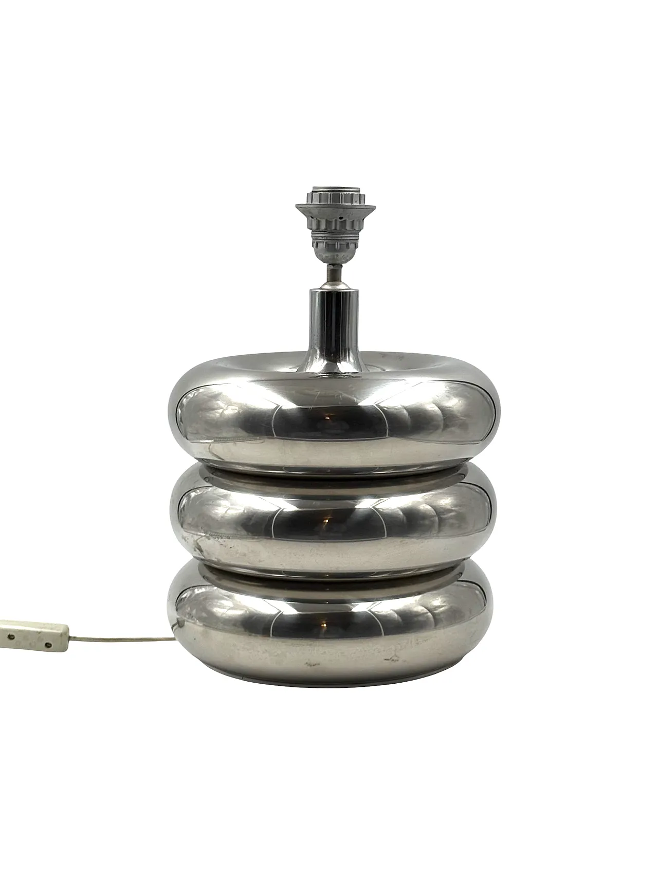 Hollywood Regency Chromed Table Lamp Base, Lights Milan Italy, 1970s 9