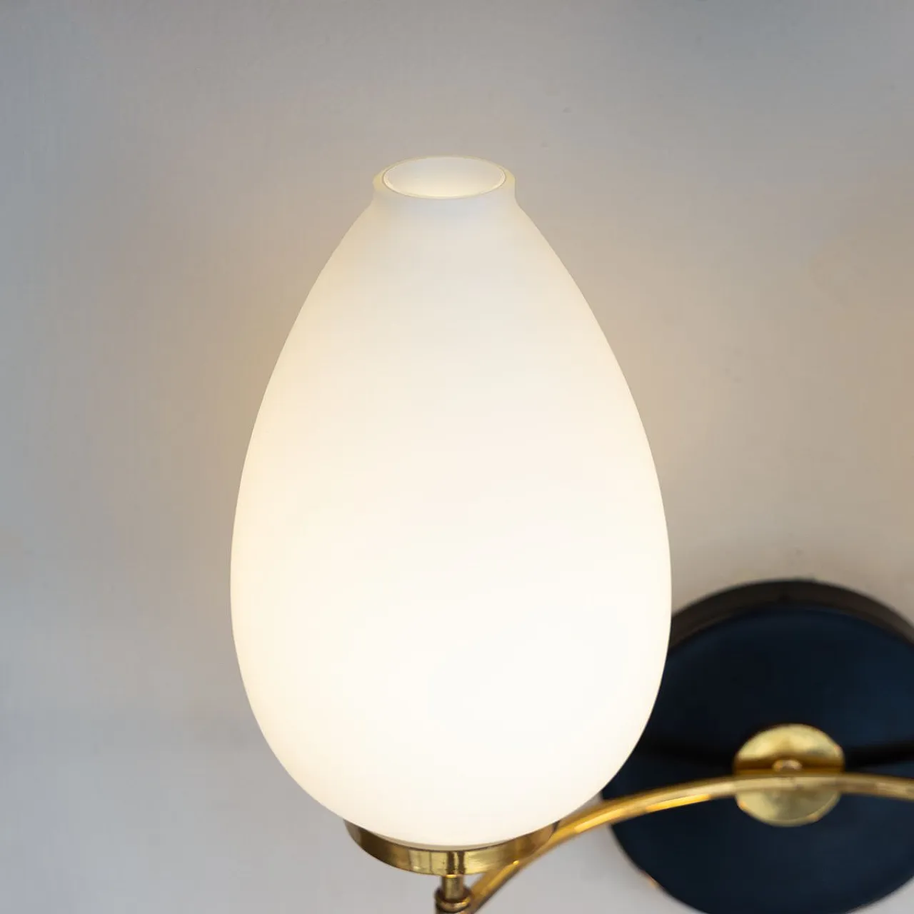 Pair of Glass and Brass Wall Lamps, 1950s 3