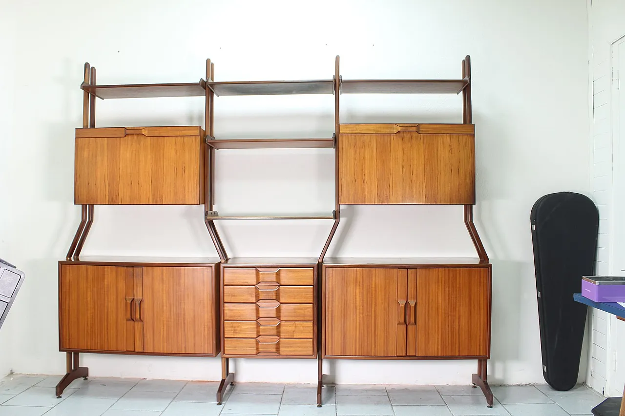 Libreria a terra in legno, Italia, anni '60 2