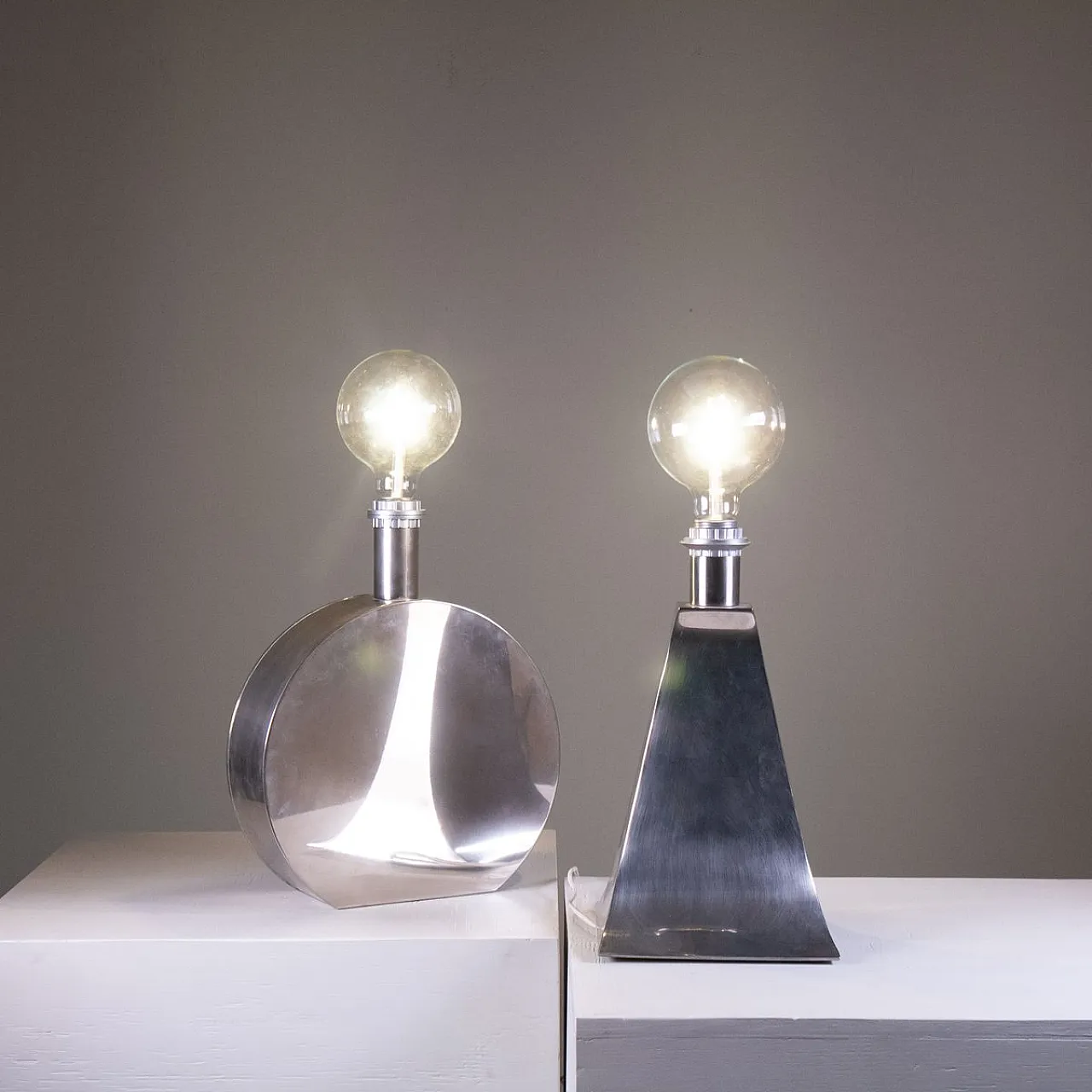 Pair of steel table lamps, 1970 1