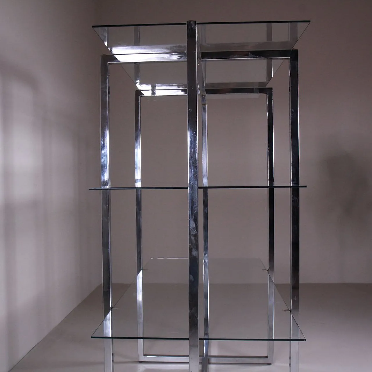 Steel Glass Bookcase by Luigi Massoni, 1970s 2
