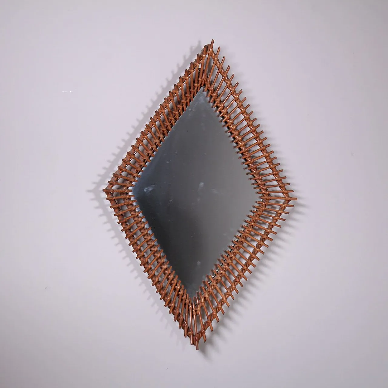 Specchio con cornice in vimini, 1965 1