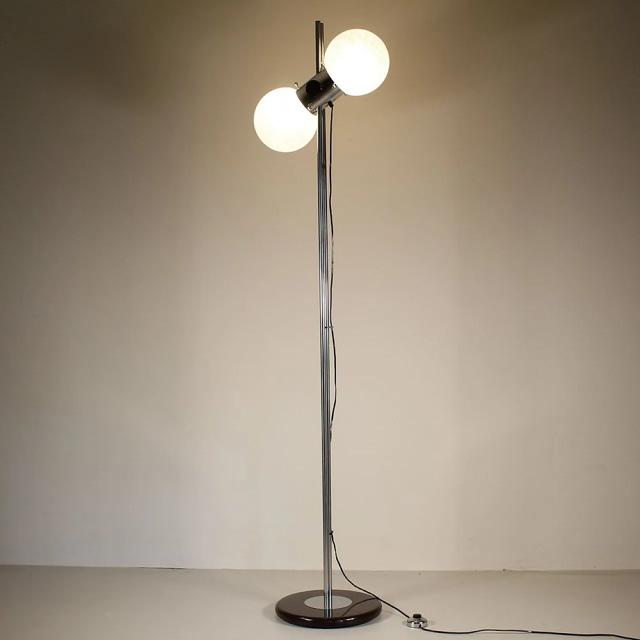 Lampada da terra regolabile in acciaio e vetro di Zonca, anni '70 6