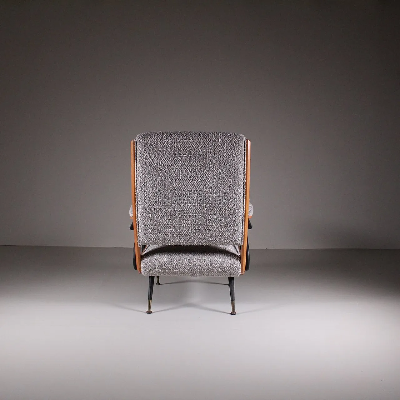 Coppia di Sedie reclinabili in Bouclé, Italia, 1960 5