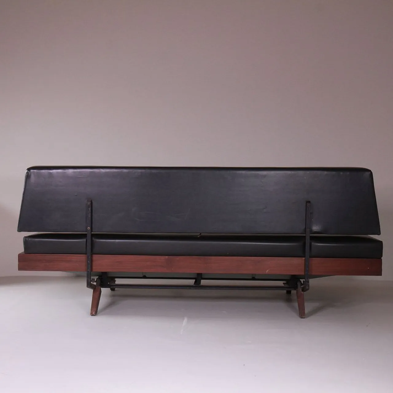 Black Vinyl and Wood Sofa, 1970 11