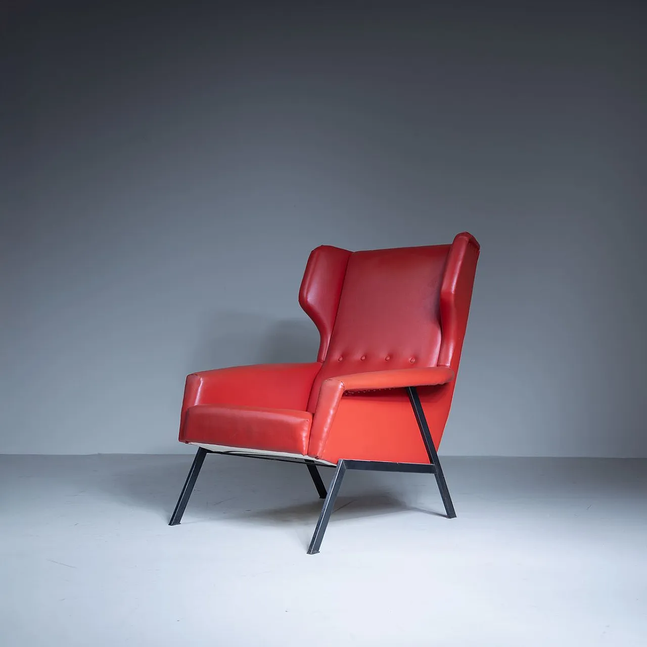 Poltrona in skai rossa, anni '70 1